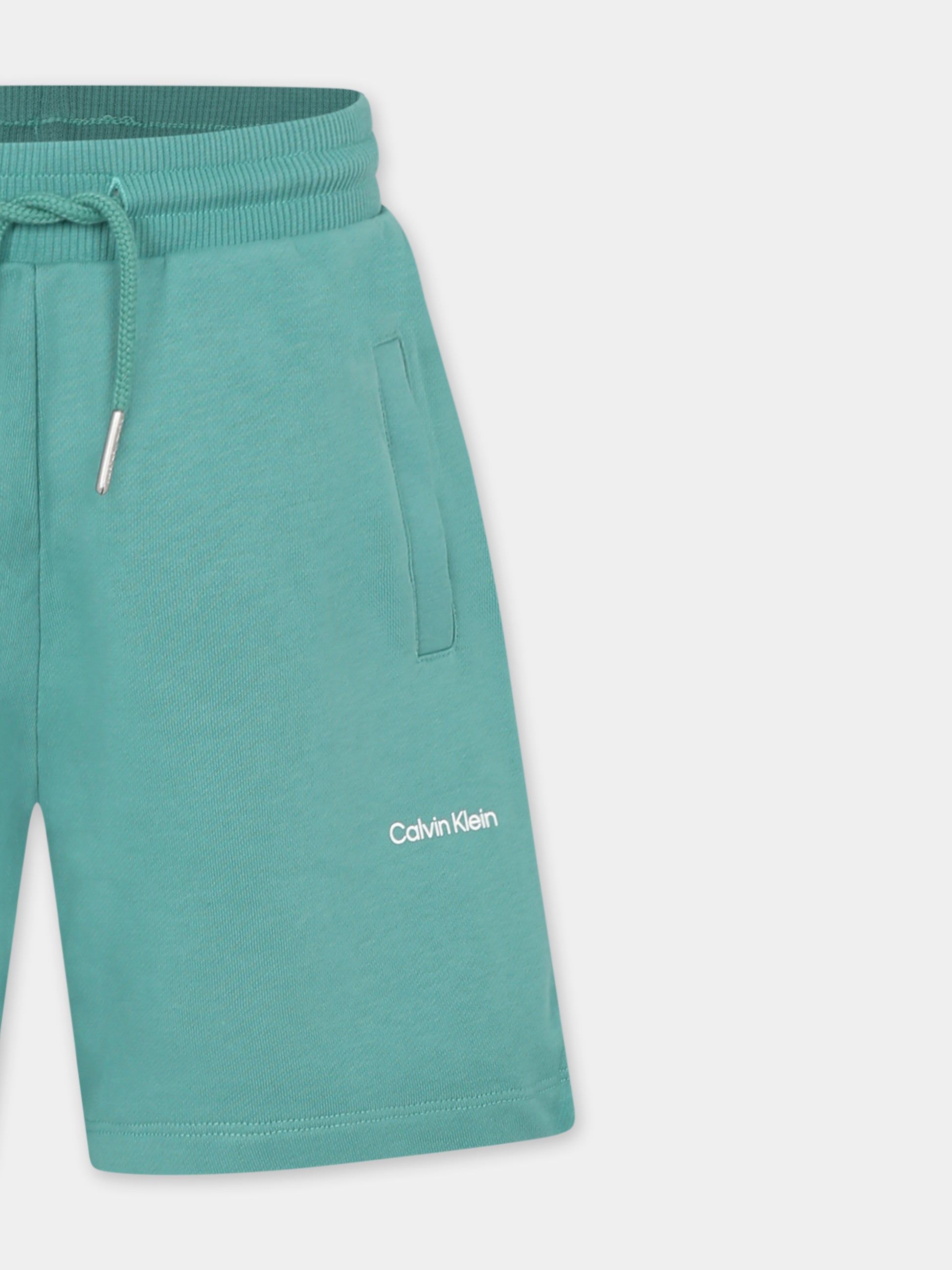 Shorts verdi per bambini con logo,Calvin Klein Kids,25S CKIU0IU00703J IU0IU00703 L5Y