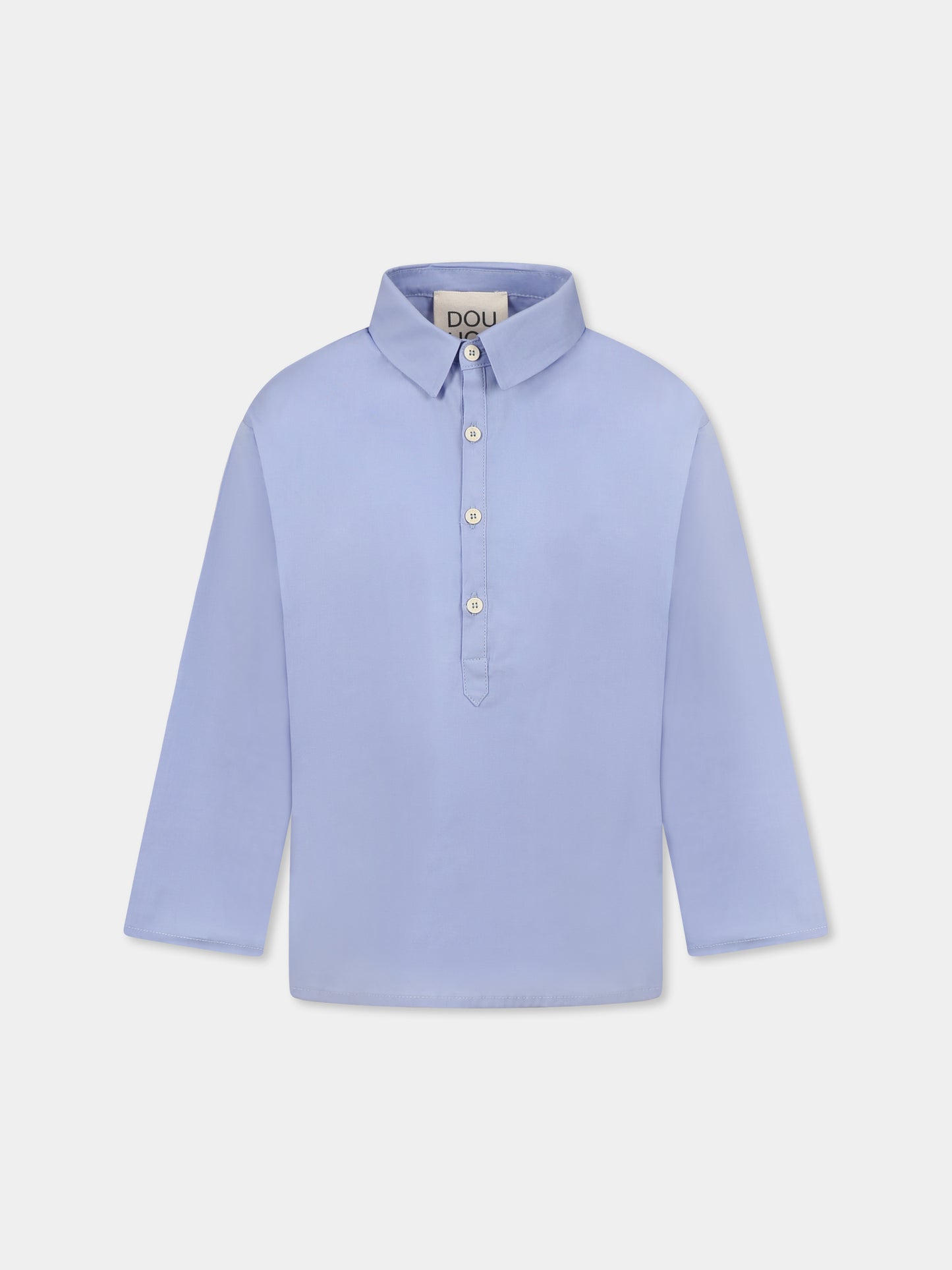 Camicia celeste per bambina con logo,Douuod Kids,DW5P10 P0522 679
