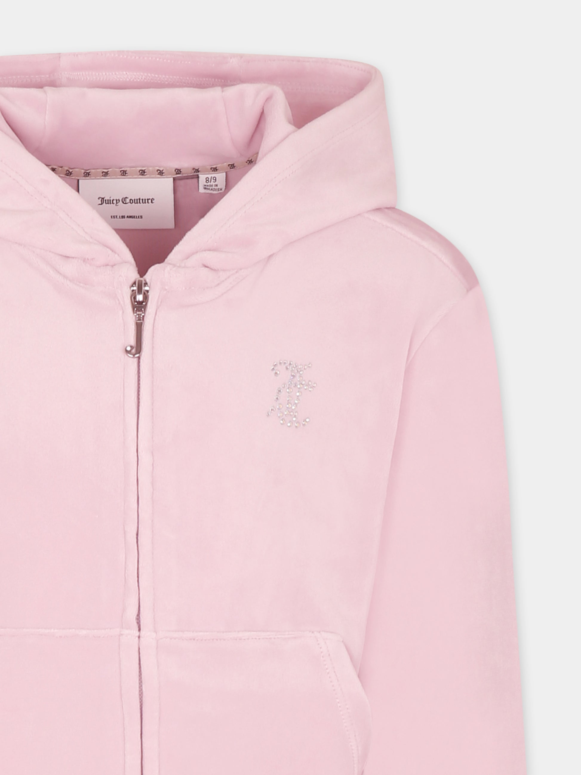 Felpa viola per bambina con logo di strass,Juicy Couture,25S JCJBX6358 JBX6358 Y8U