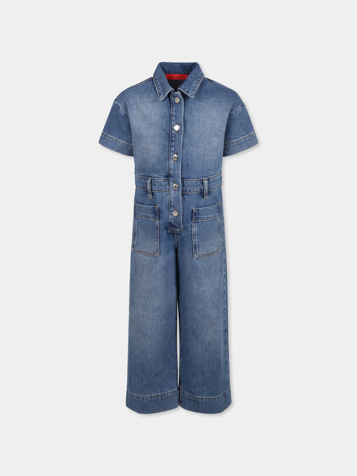 Jumpsuit denim per bambina,Max&co,MX0110 MX066 MAXJ33F MX01
