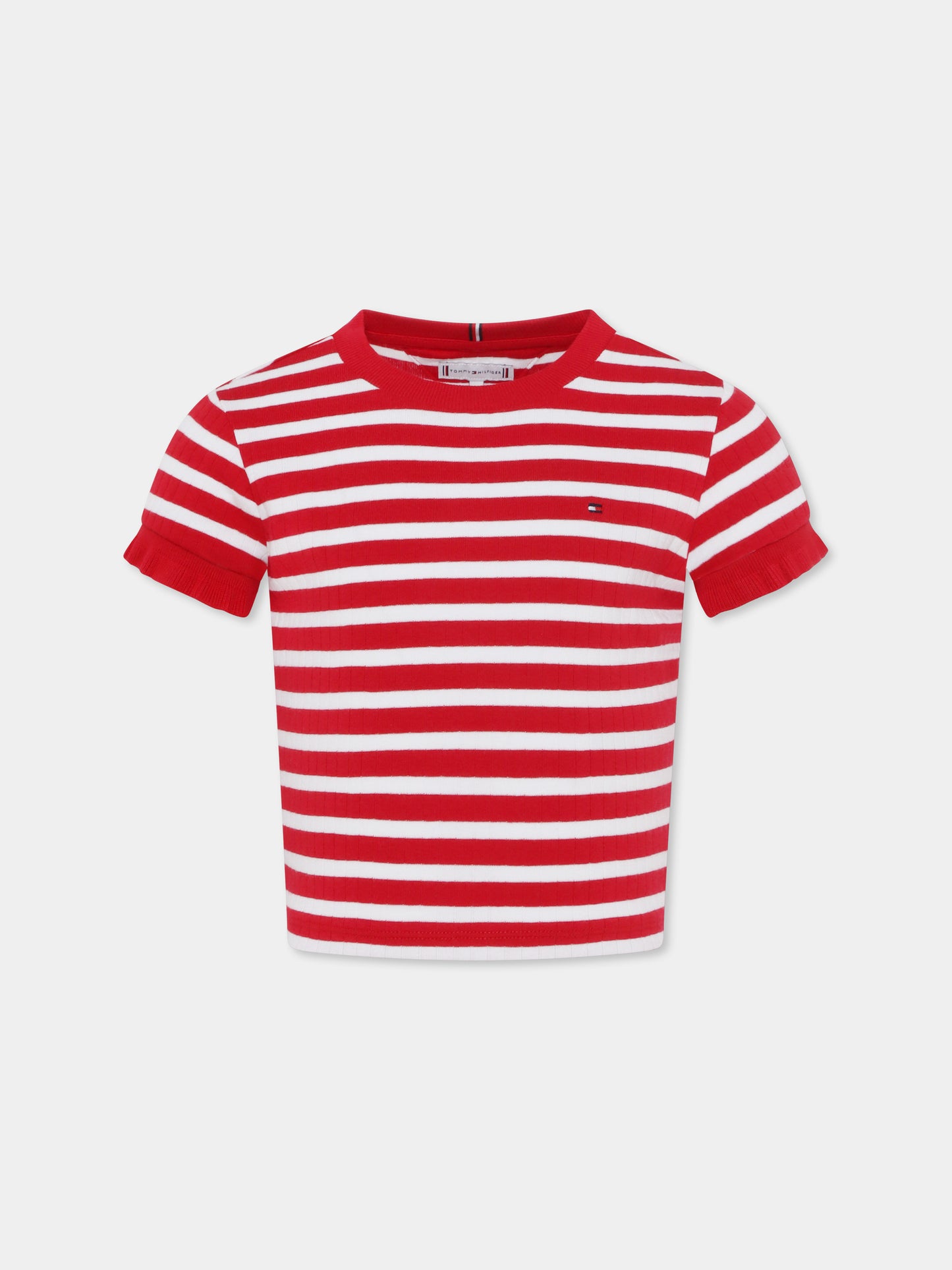 T-shirt rossa per bambina con bandierina,Tommy Hilfiger Junior,25S THKG0KG08534J KG0KG08534 XLG