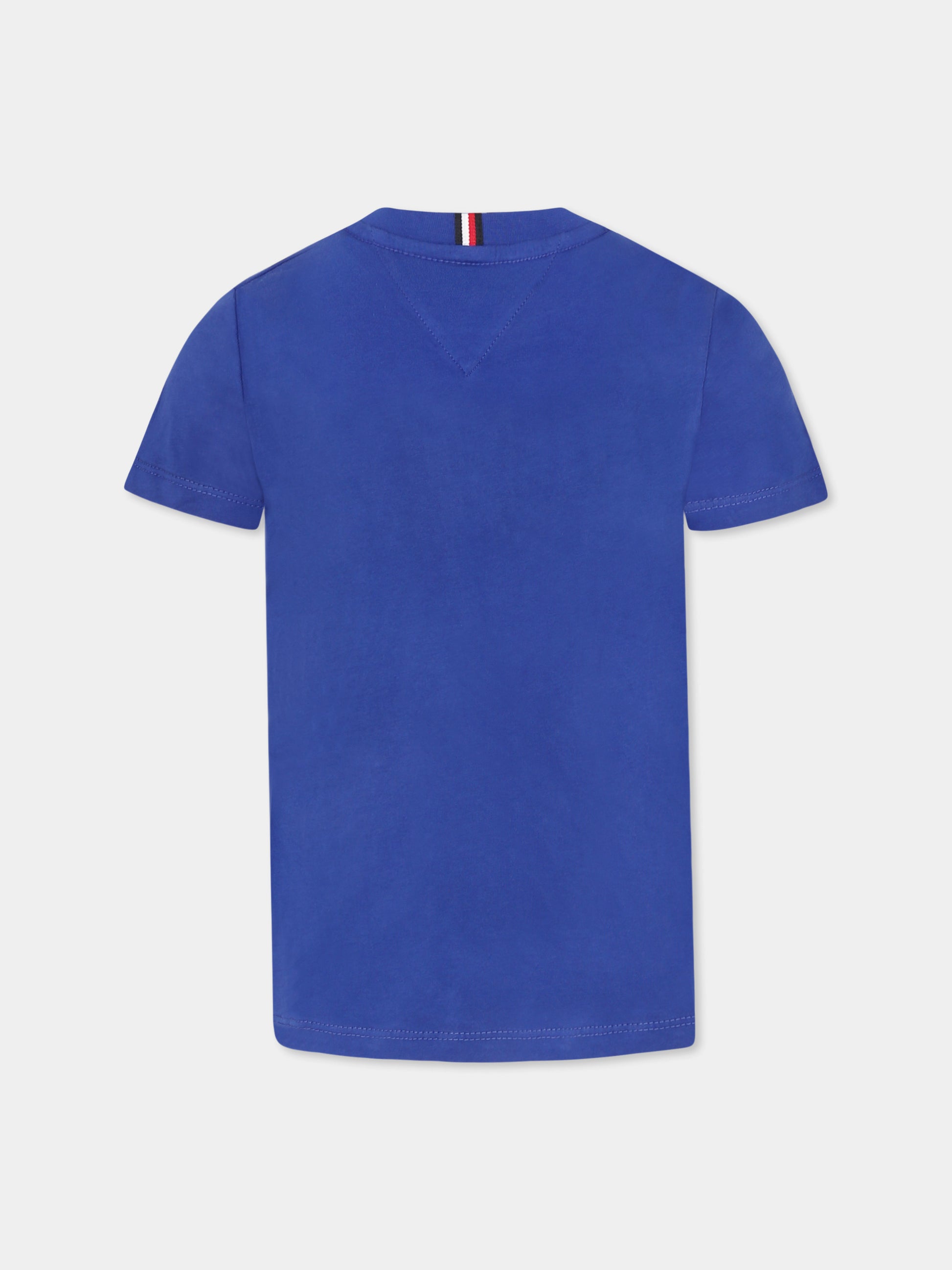 T-shirt blu per bambino con logo,Tommy Hilfiger Junior,25S THKS0KS00397J KS0KS00397 D03