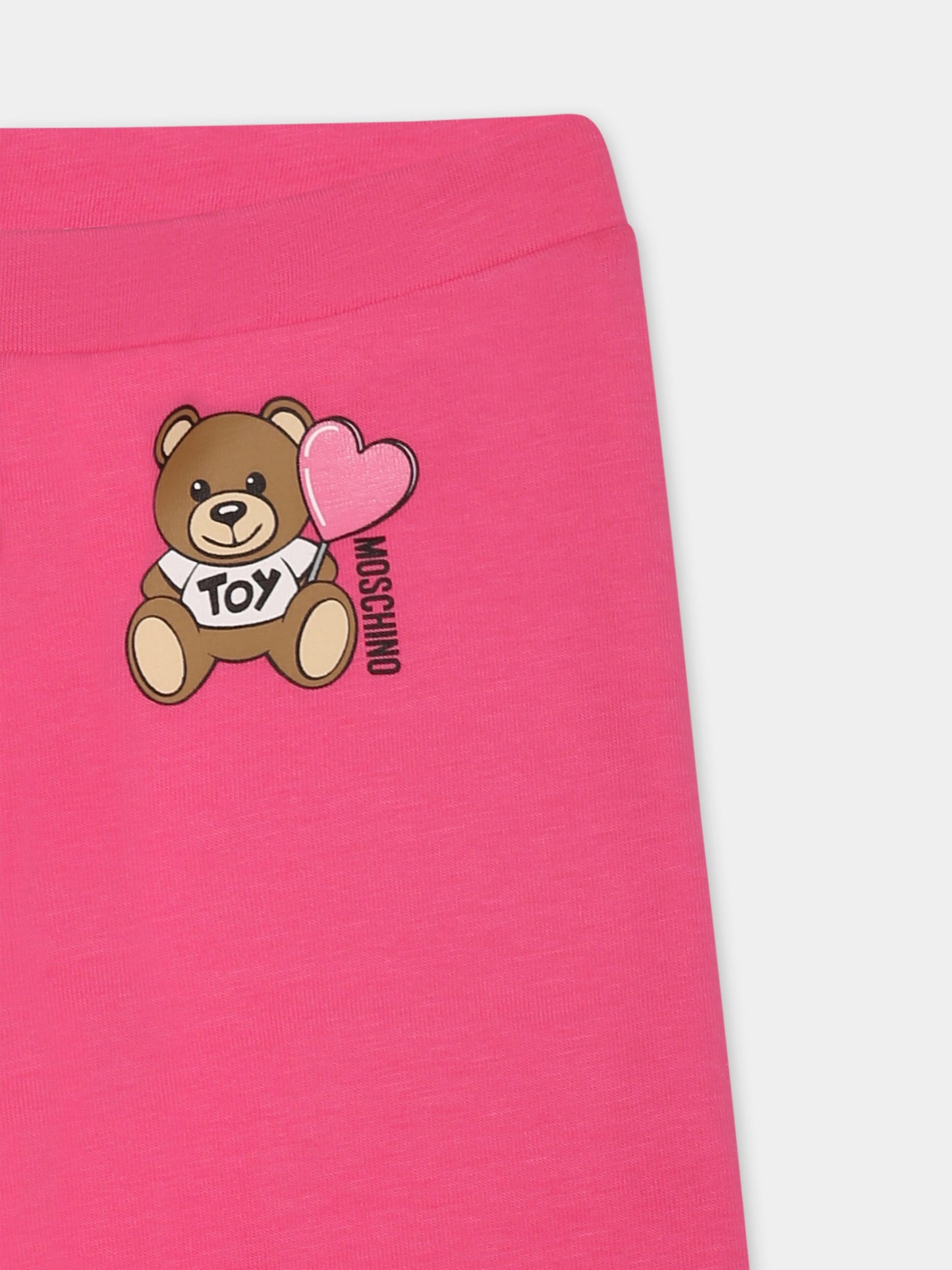 Fuchsia legging for baby girl with Teddy Bear