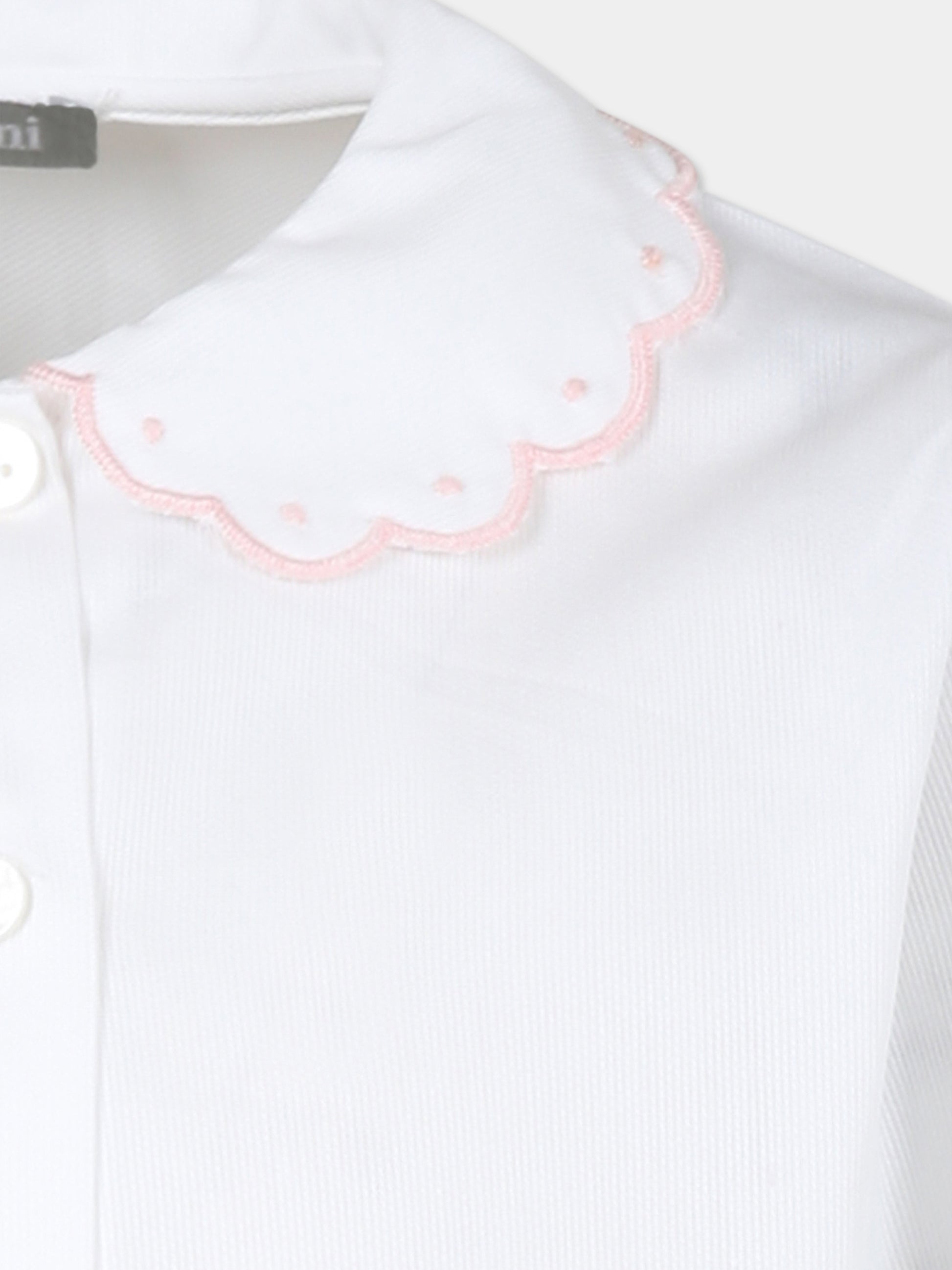 Camicia bianca con ricamo rosa per bambina,Divini,DVI S 00116