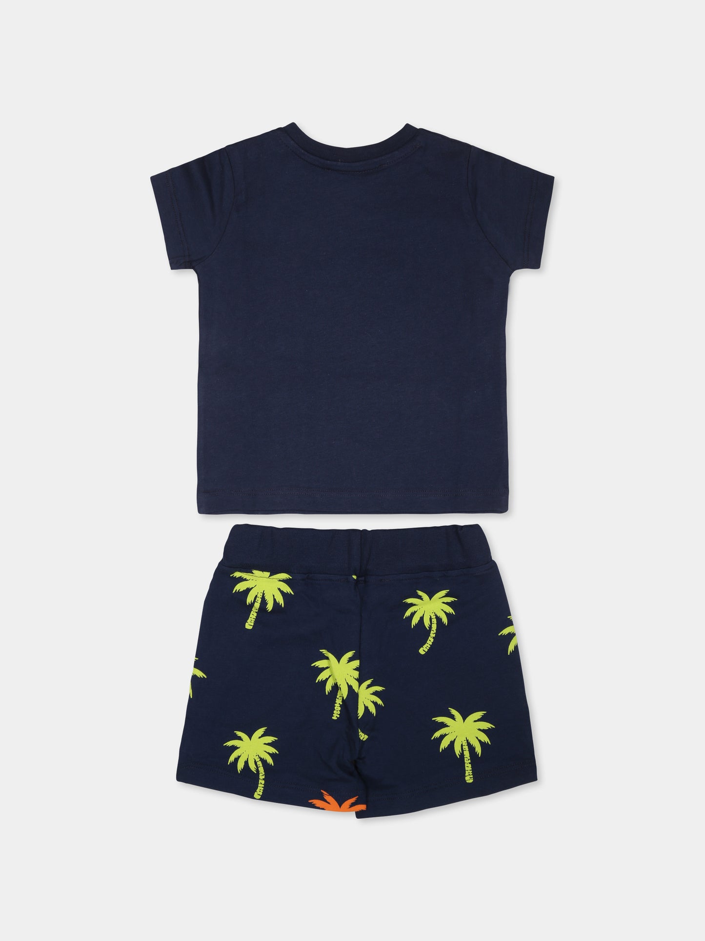 Completo multicolor per neonato con palme e logo,Msgm Kids,S4MSNBTR305 BLU-BLU