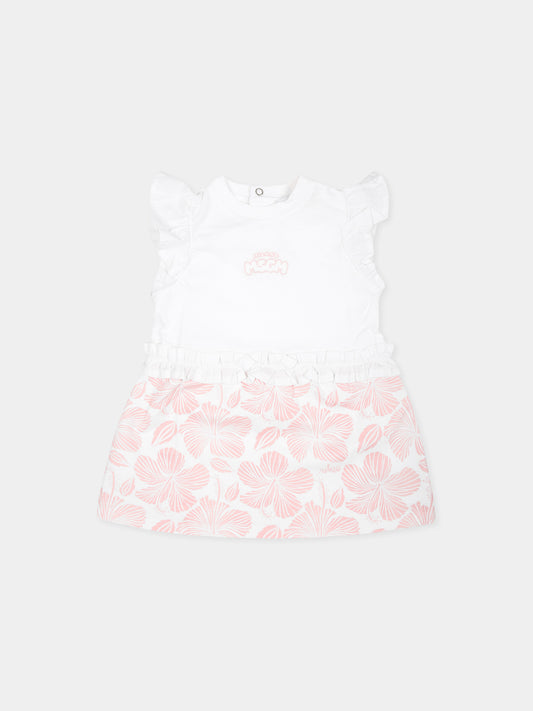 Vestito bianco per neonata con logo rosa,Msgm Kids,S4MSNGDR294 ROSA