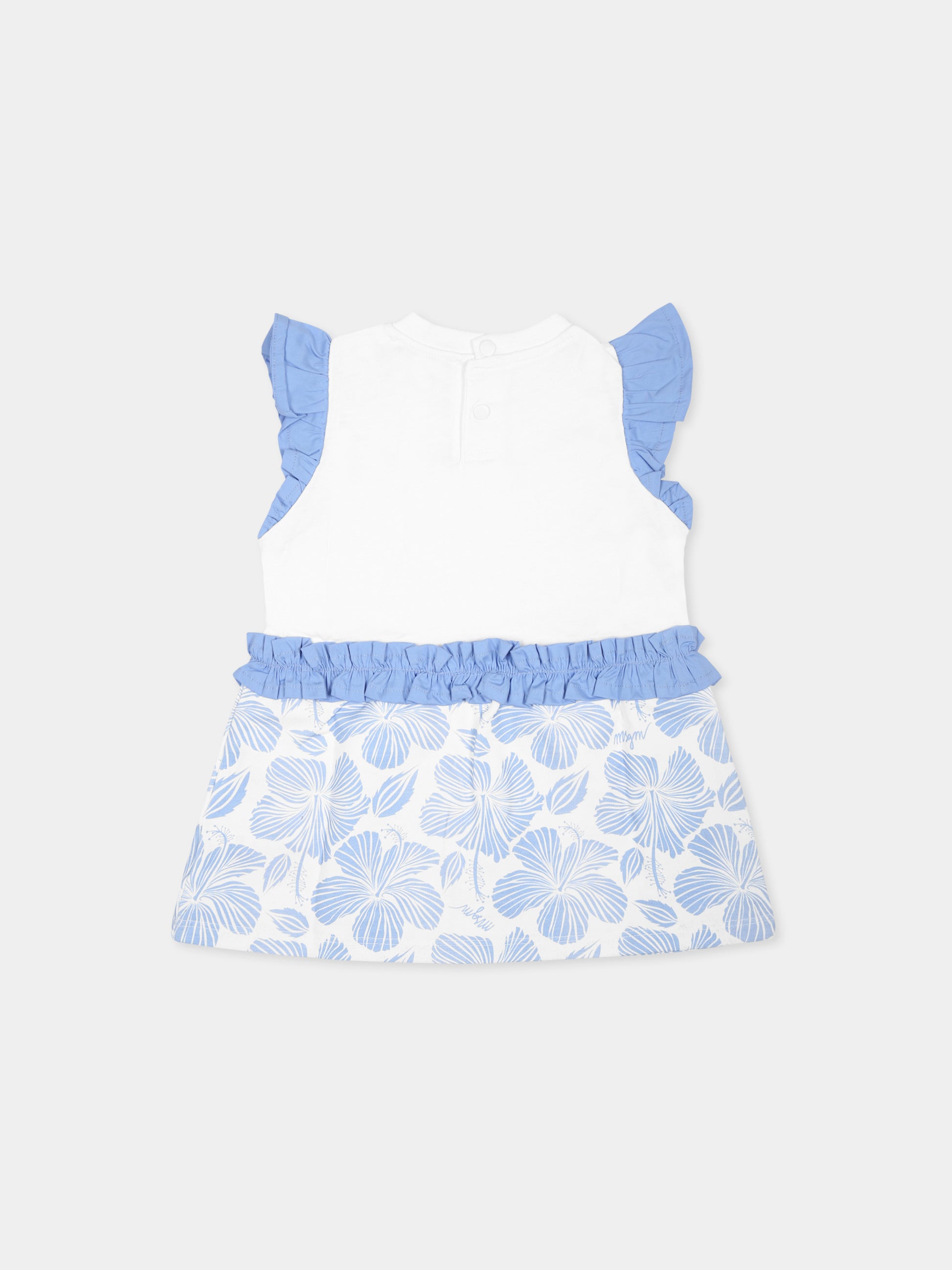 Vestito bianco per neonata con logo azzurro,Msgm Kids,S4MSNGDR294 SKY