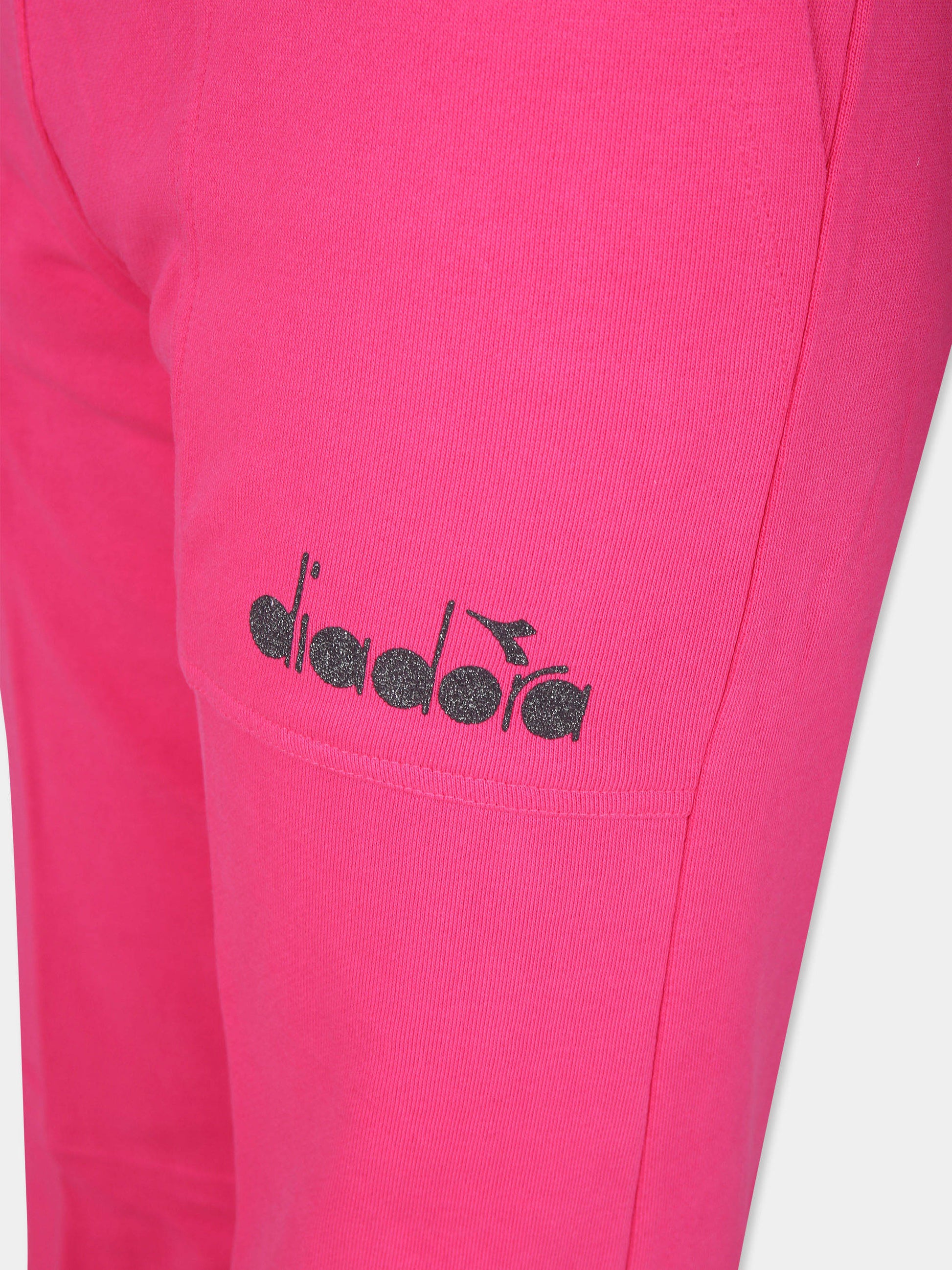 Pantaloni fucsia per bambina con logo,Diadora Kids,S4DIJGFP114 044