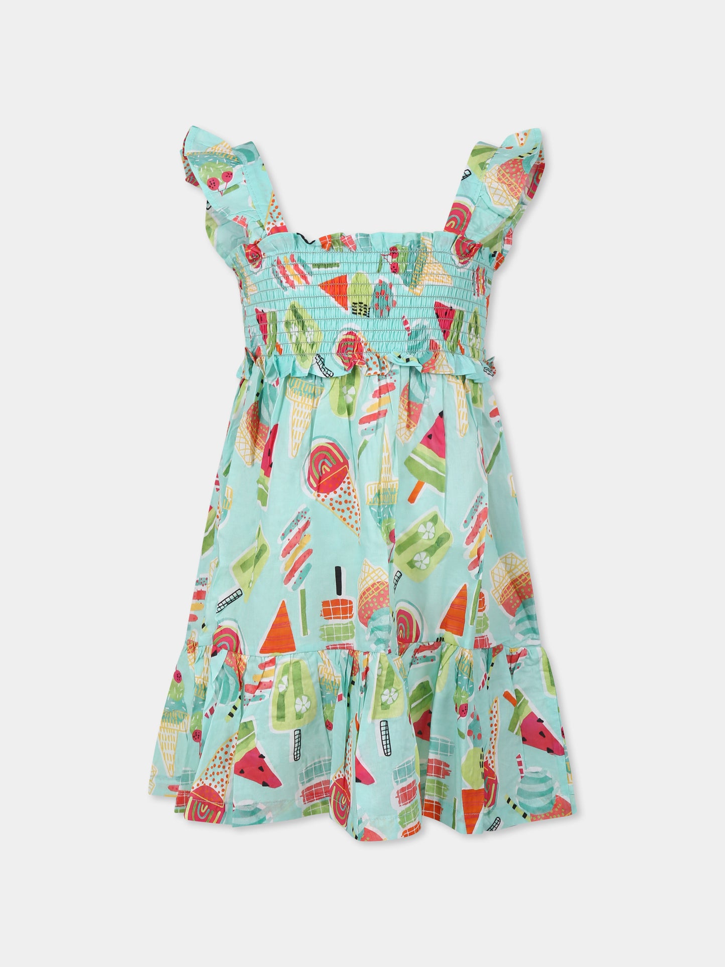 Copricostume verde per bambina con gelato all-over,Mayoral,3939 044