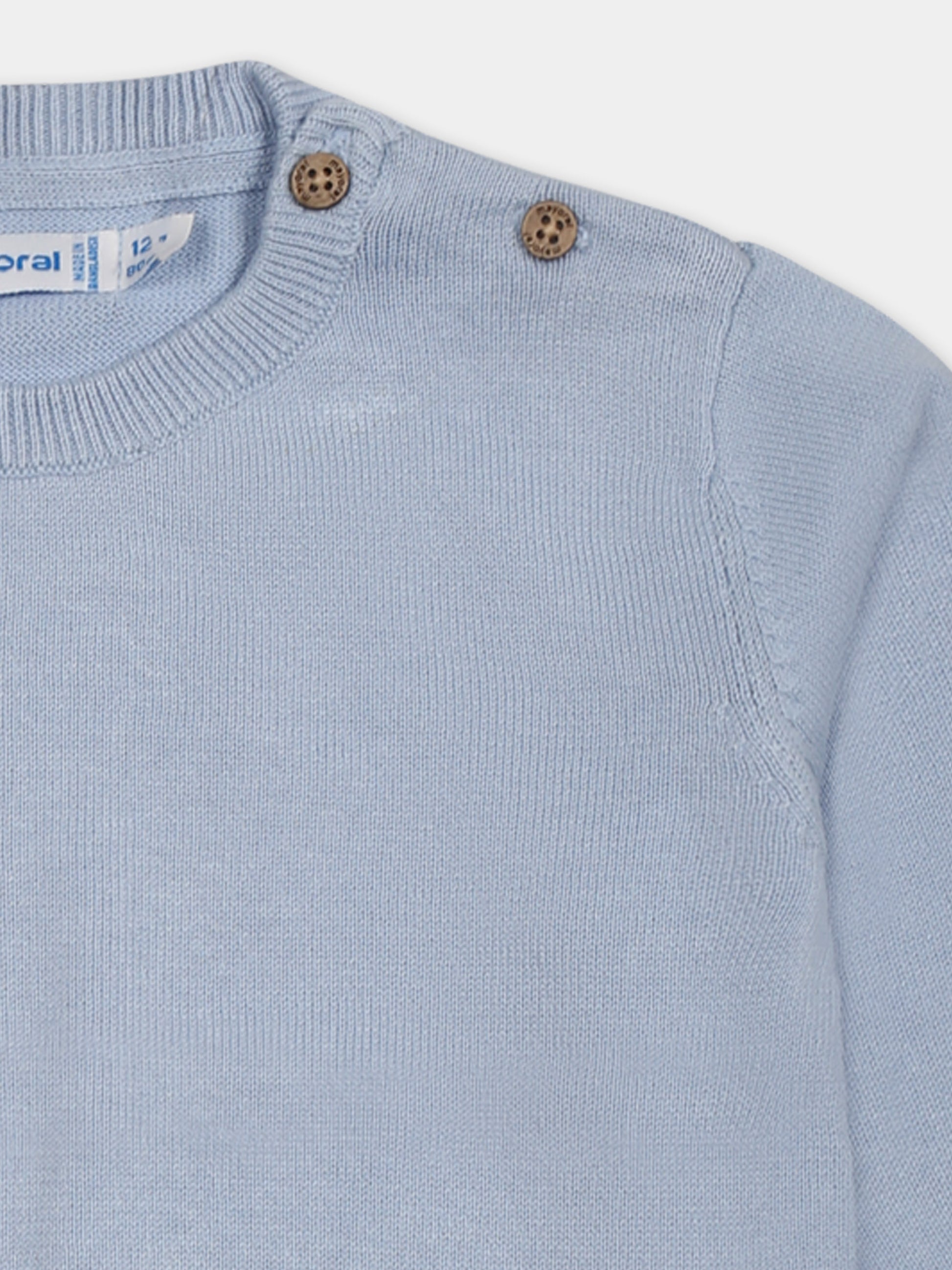 Maglione celeste per neonato con patch logato,Mayoral,303 056