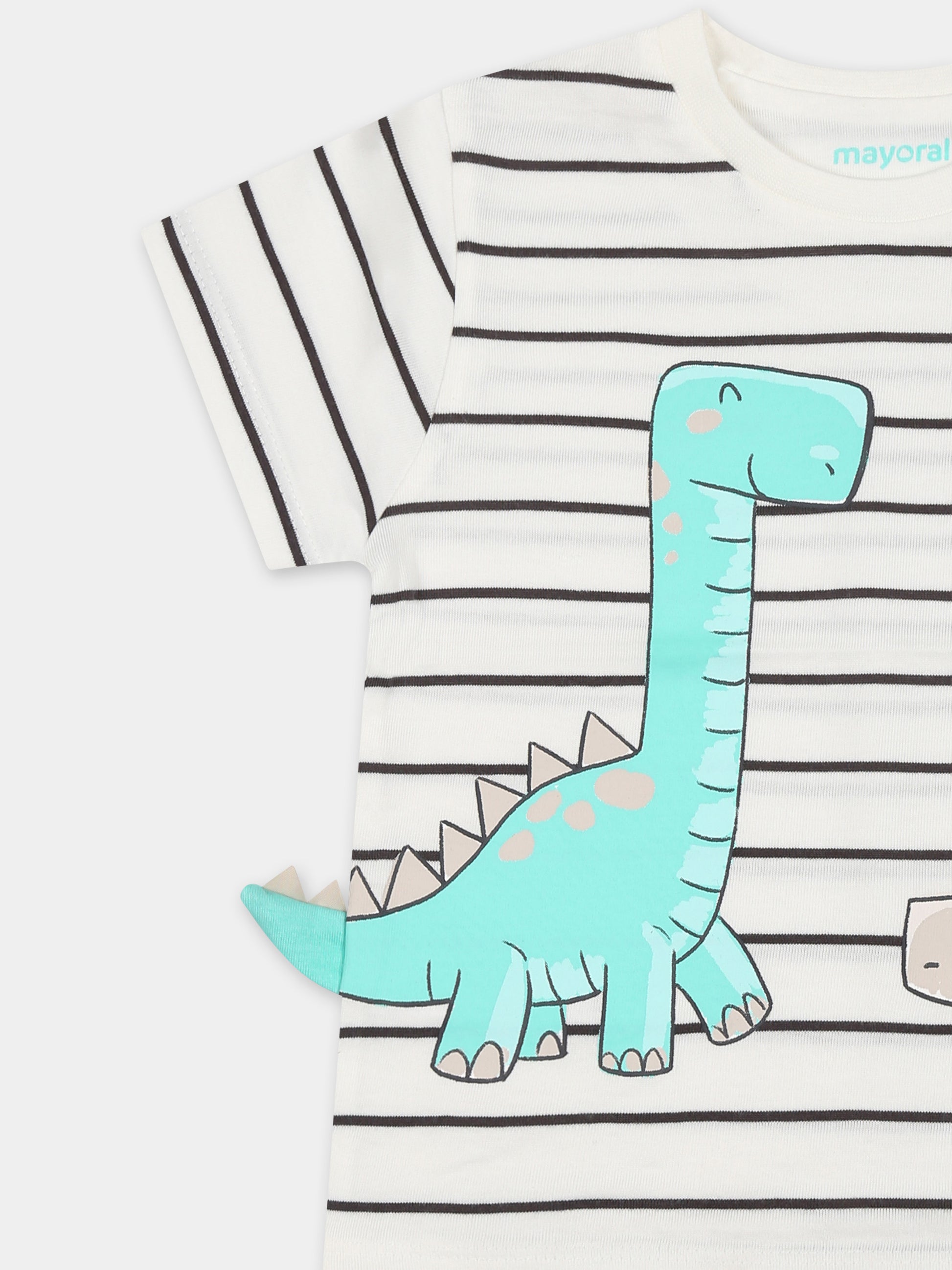 T-shirt bianca per neonato con stampa dinosauri,Mayoral,1061 039