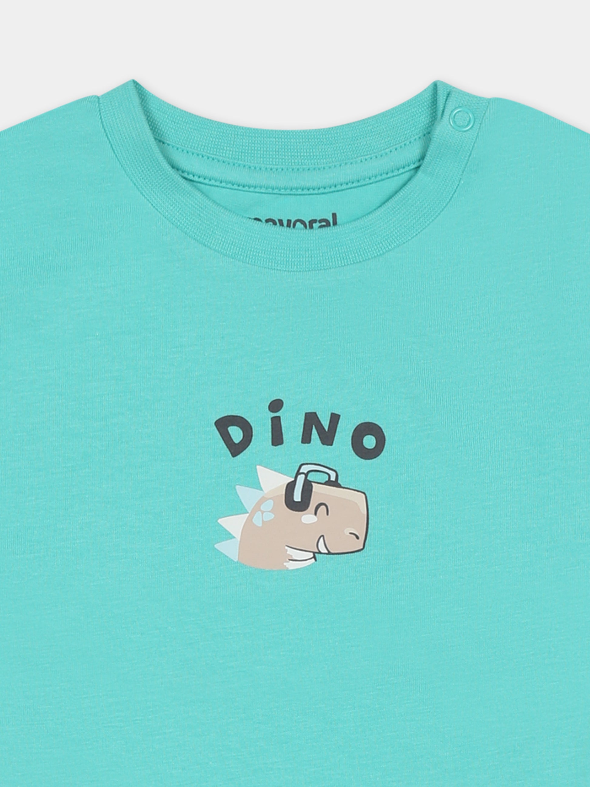 T-shirt verde per neonato con stampa dinosauro,Mayoral,1062 055
