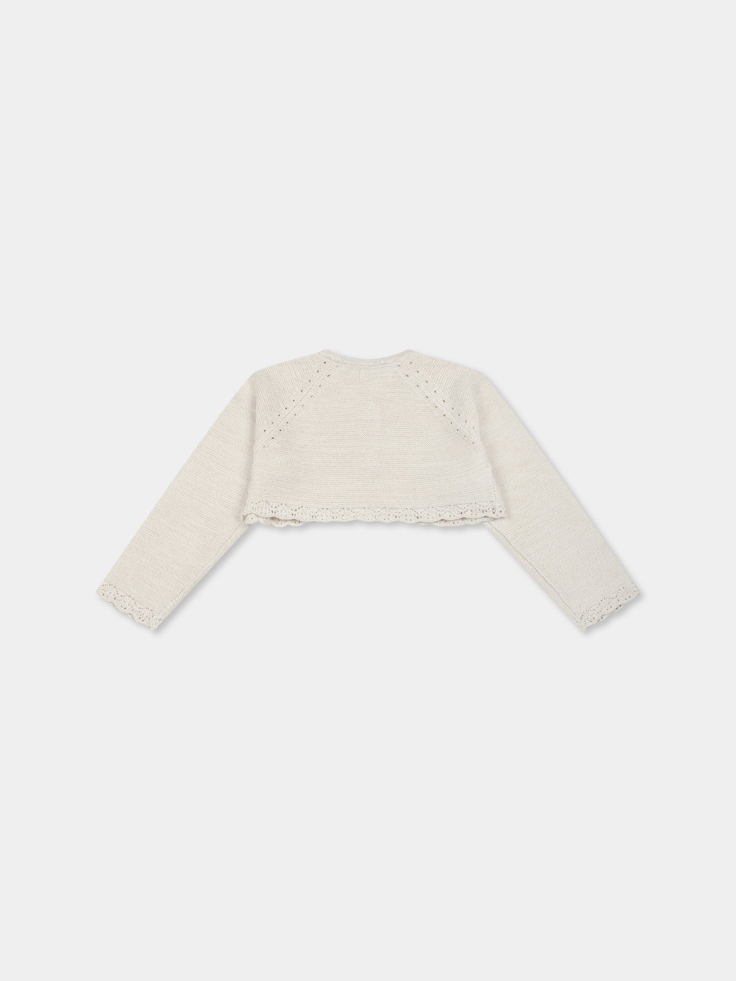 Cardigan beige per neonata con logo,Mayoral,306 044