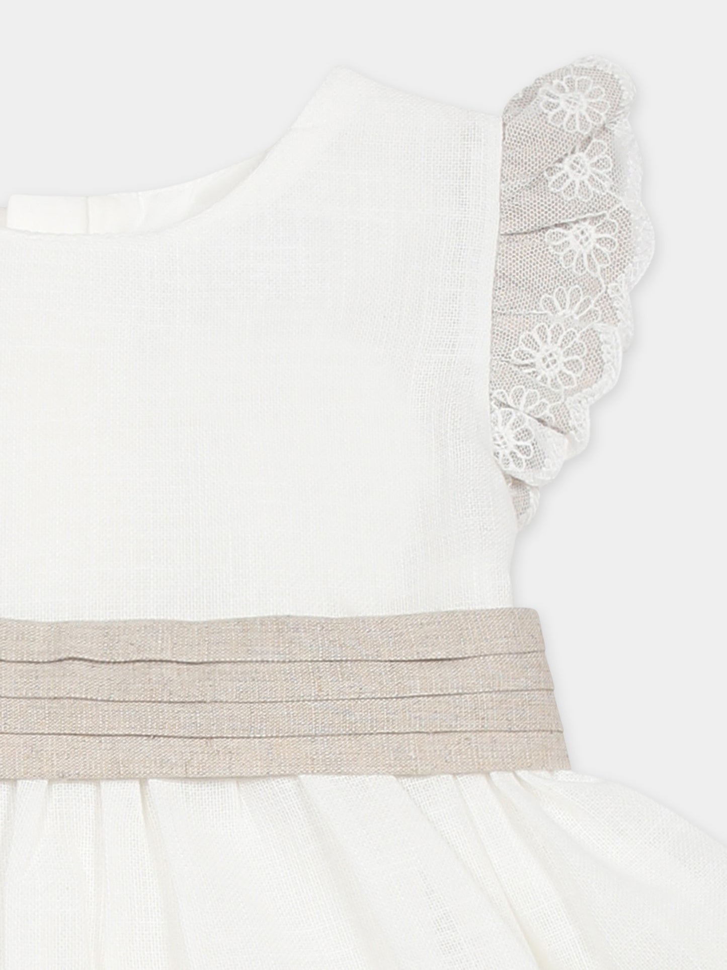Ivory dress for baby girl with bow
