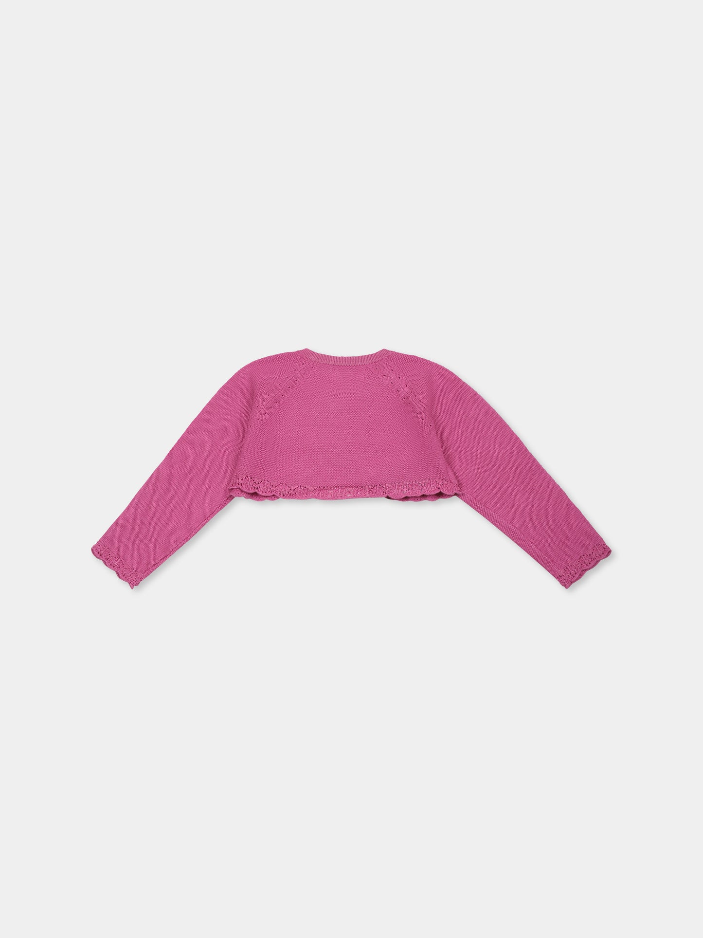 Cardigan fucsia per neonata con logo,Mayoral,306 045
