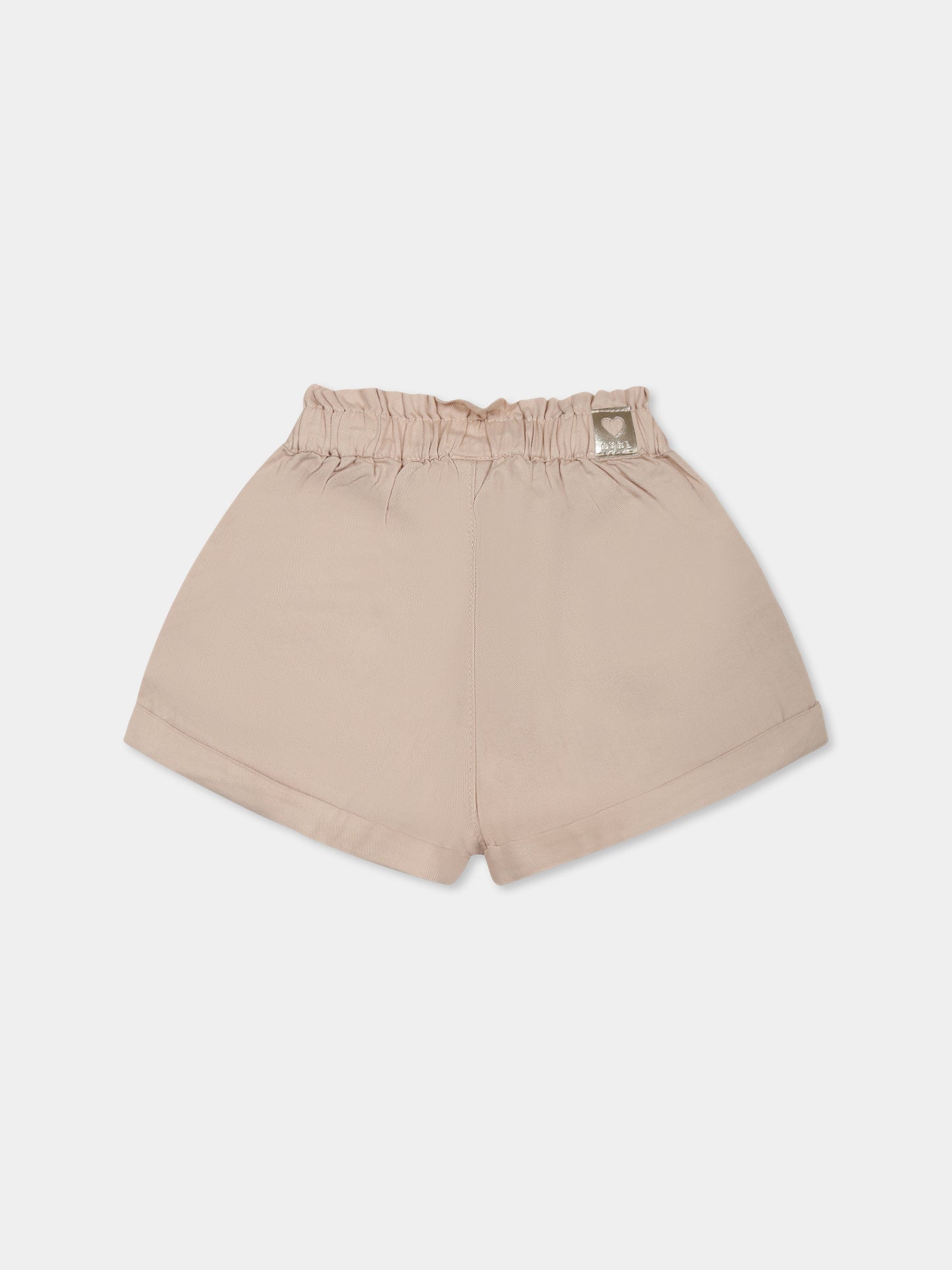 Shorts beige per neonata con patch logato,Mayoral,1227 080