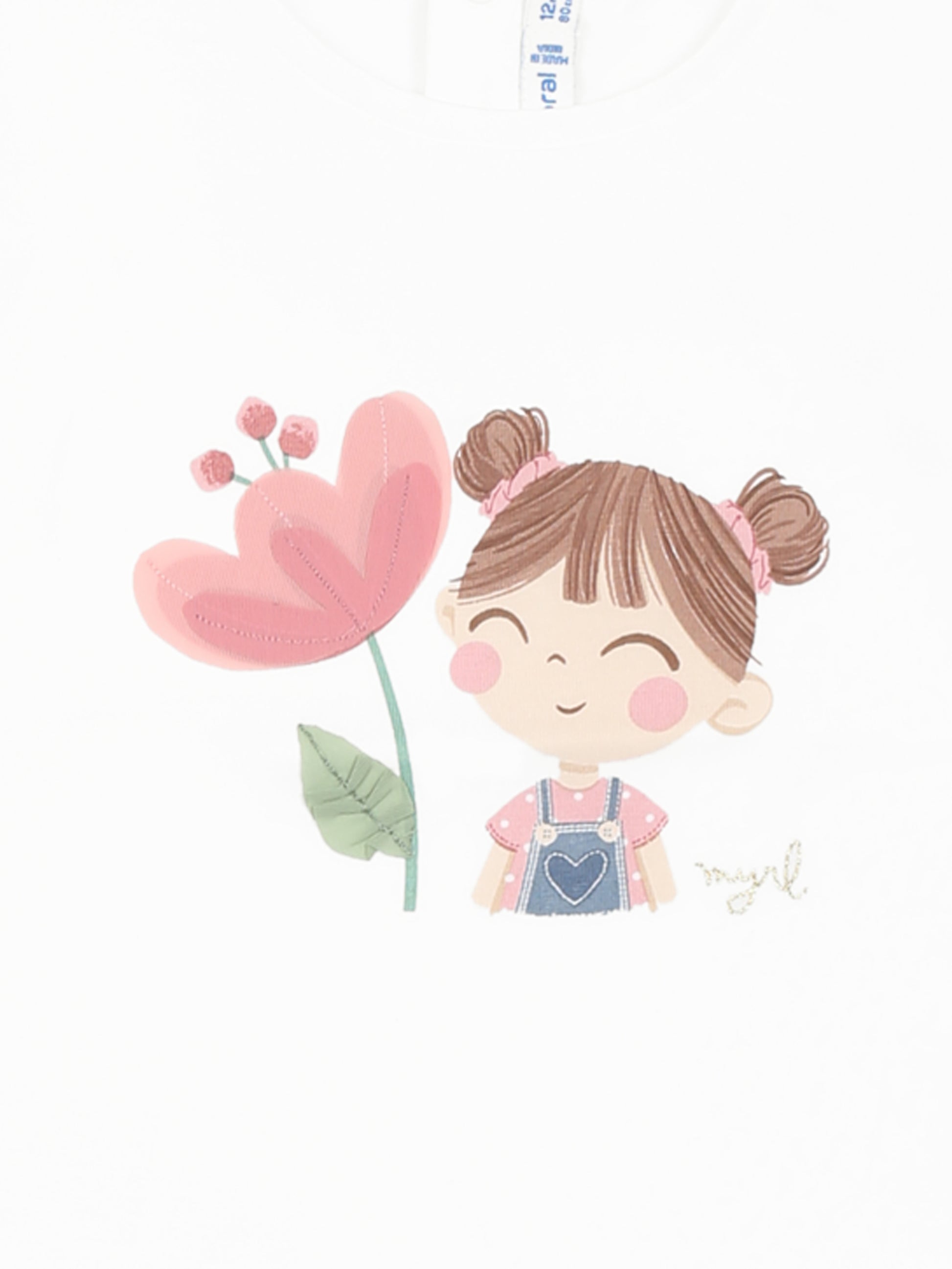 T-shirt bianca per neonata con stampa bambina,Mayoral,1050 065