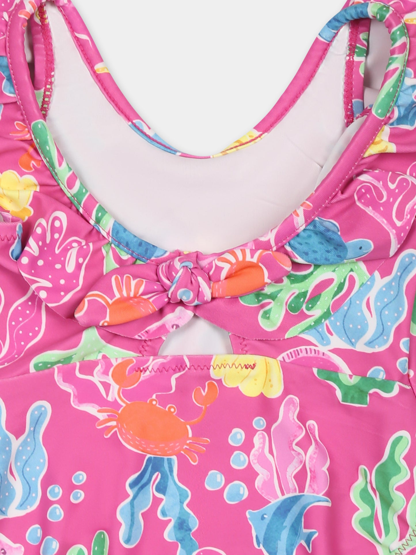 Costume inteno fucsia per neonata con stampa a tema marino,Mayoral,1742 048