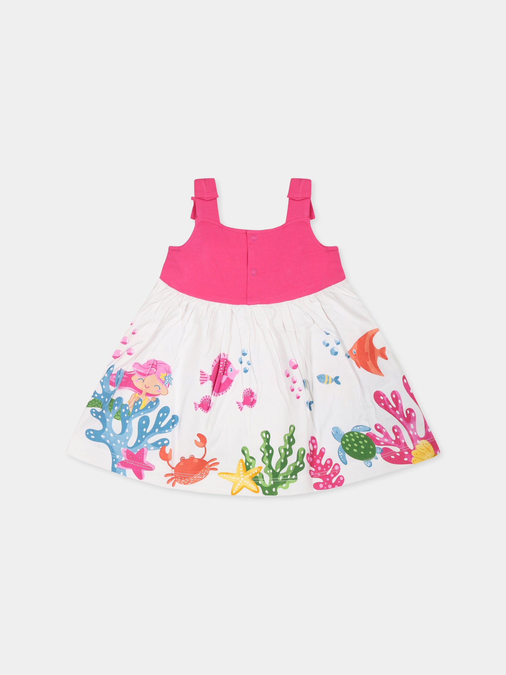 Vestito bianco per neonata con stampa sirena e pesci,Mayoral,1924 078