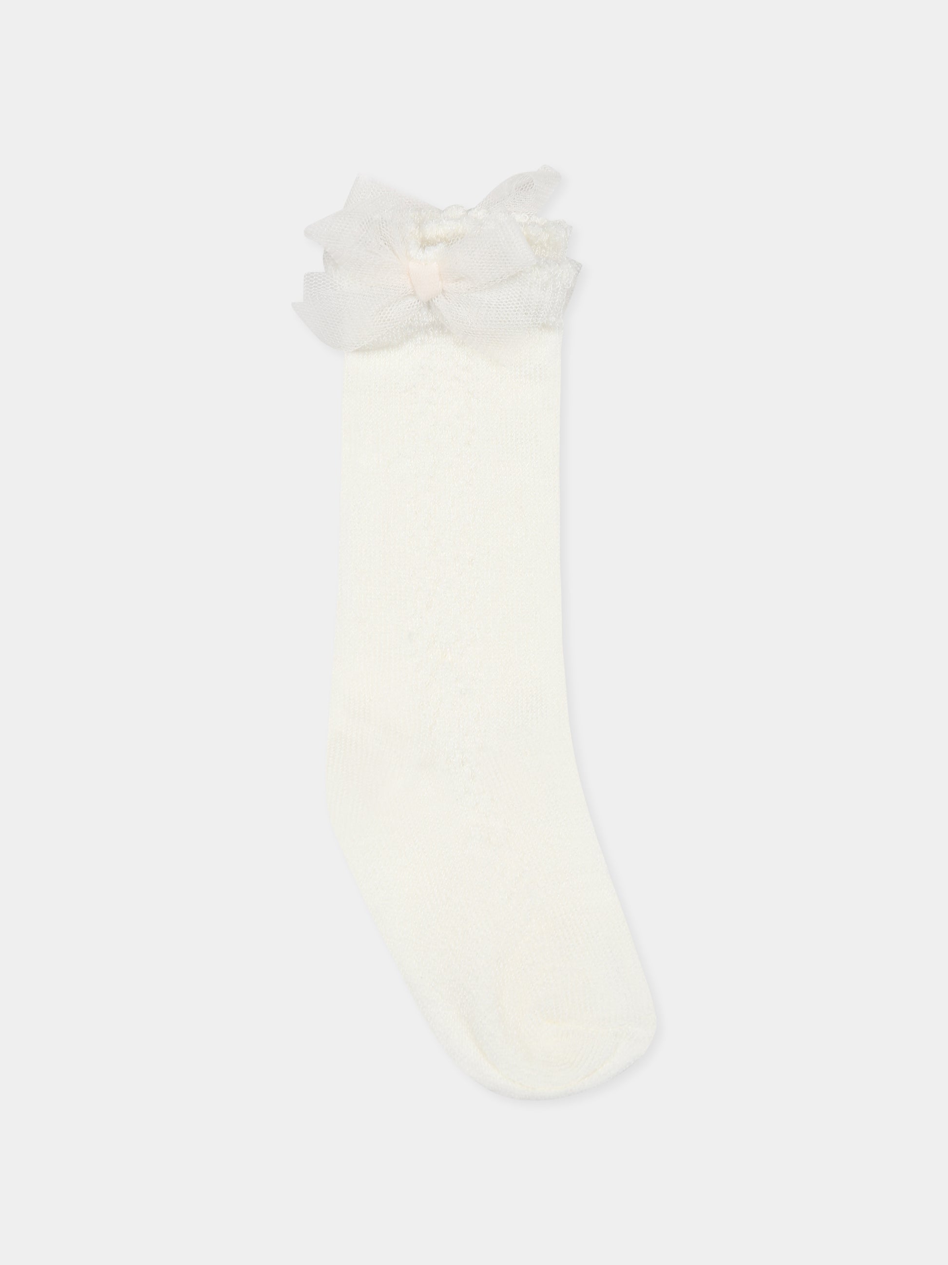 Calzini avorio per neonata con fiocco,Mayoral,10871 081