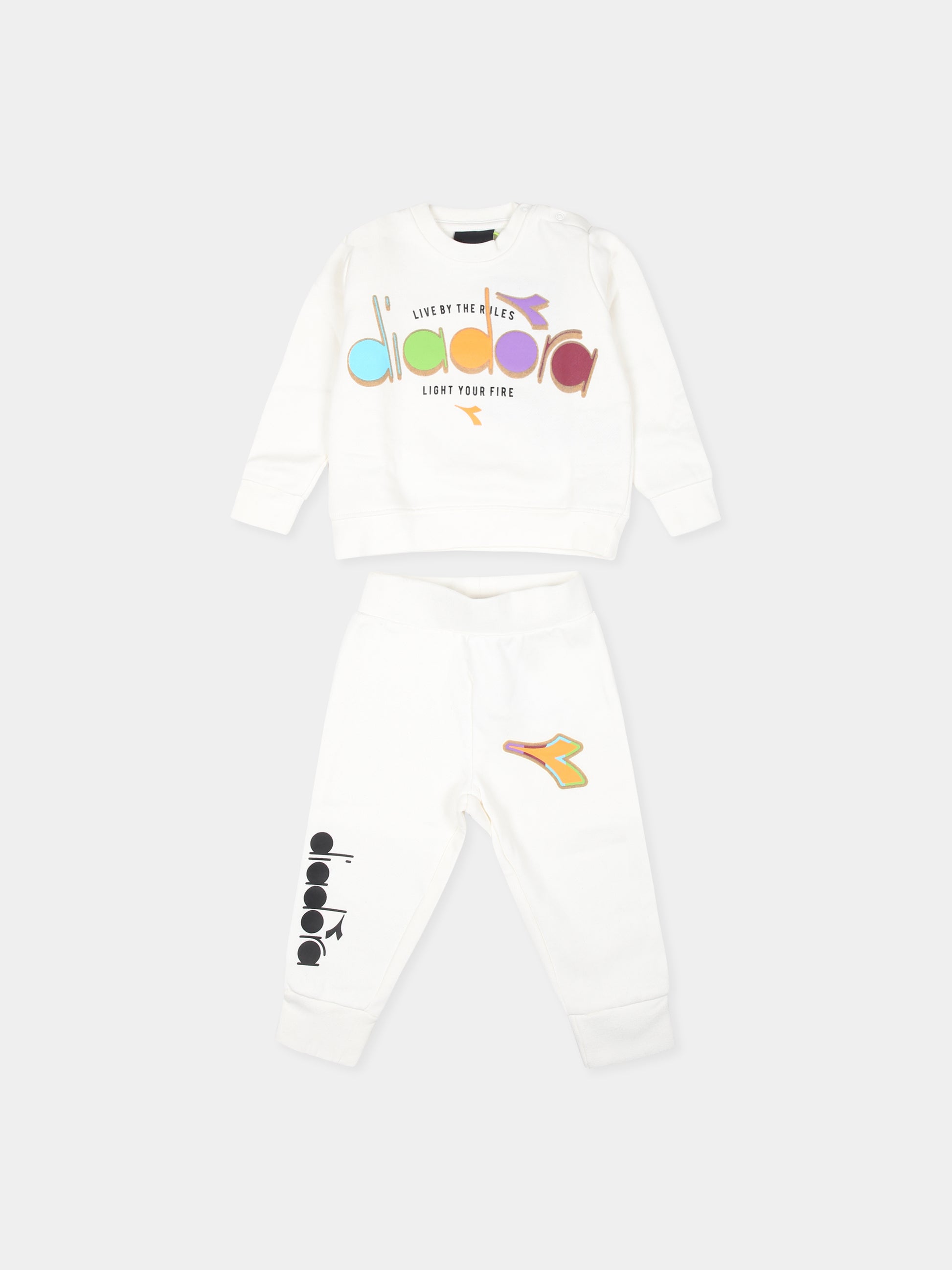 Completo avorio per neonato con logo,Diadora Kids,F3DINBTP080 013