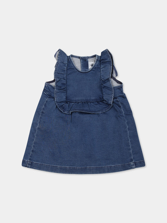 Vestito denim per neonata,Petit Bateau,A0CLK  BLEU DELAVE 01