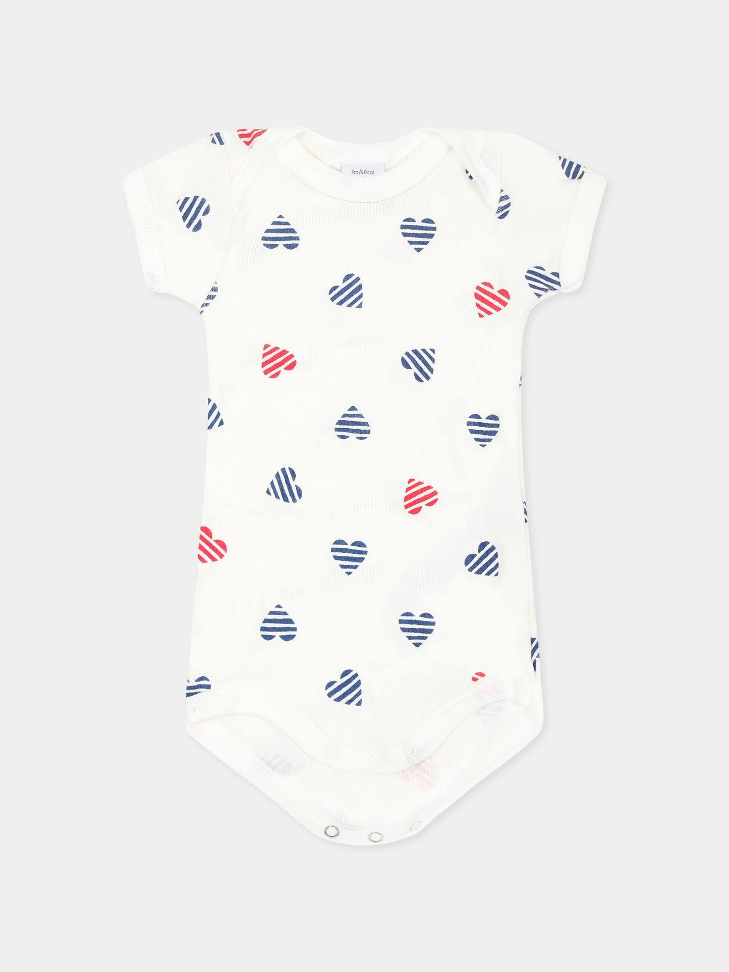 Set body bianco per neonati con cuori,Petit Bateau,A0CXD VARIANTE 1 00