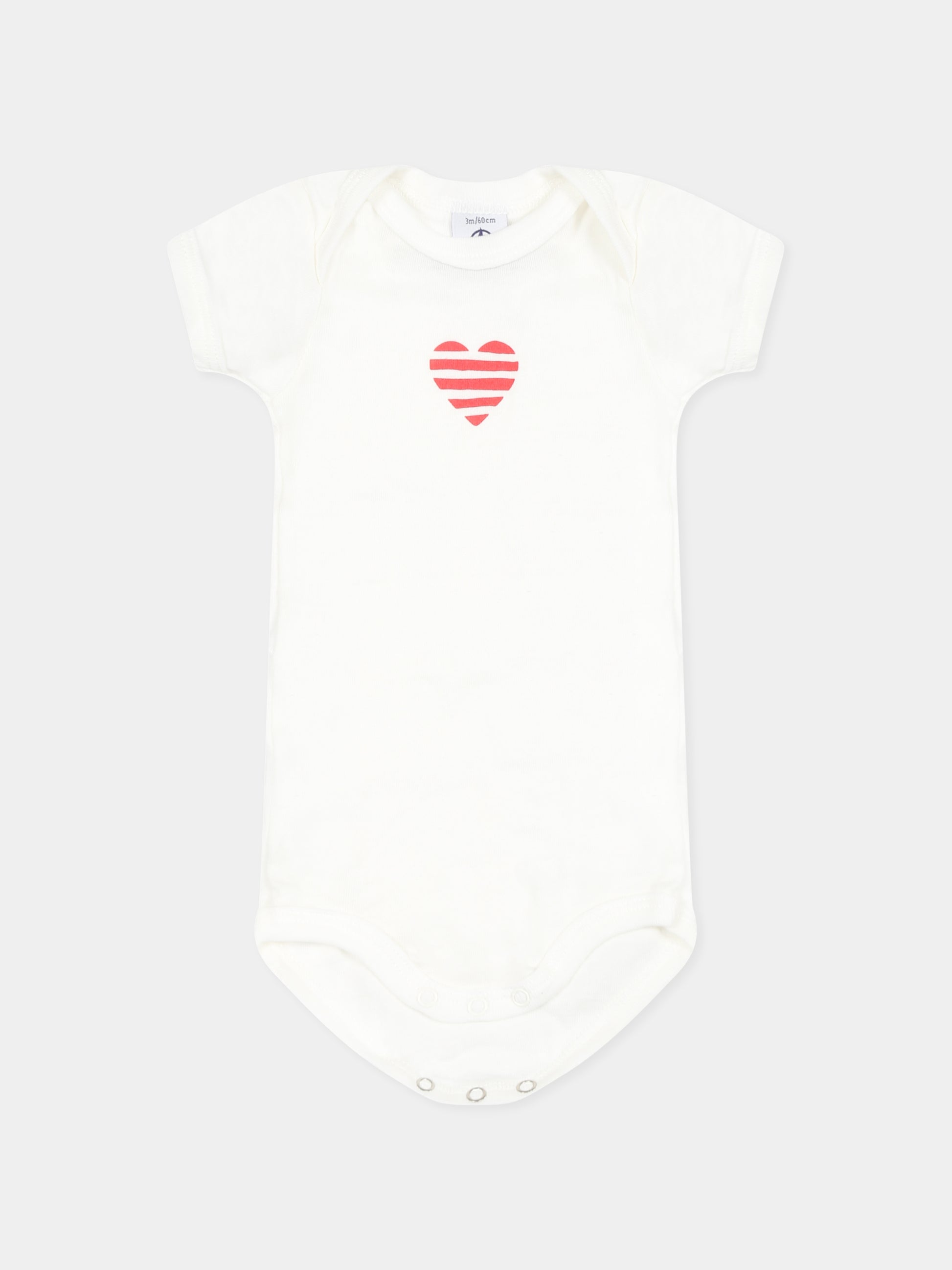 Set body bianco per neonati con cuori,Petit Bateau,A0CXD VARIANTE 1 00
