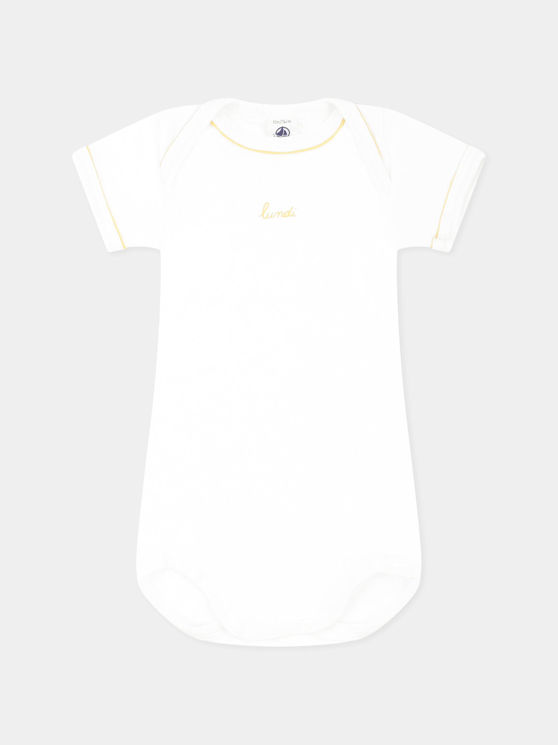 Set body bianco per neonati con scritta,Petit Bateau,A0CR2 VARIANTE 1 00