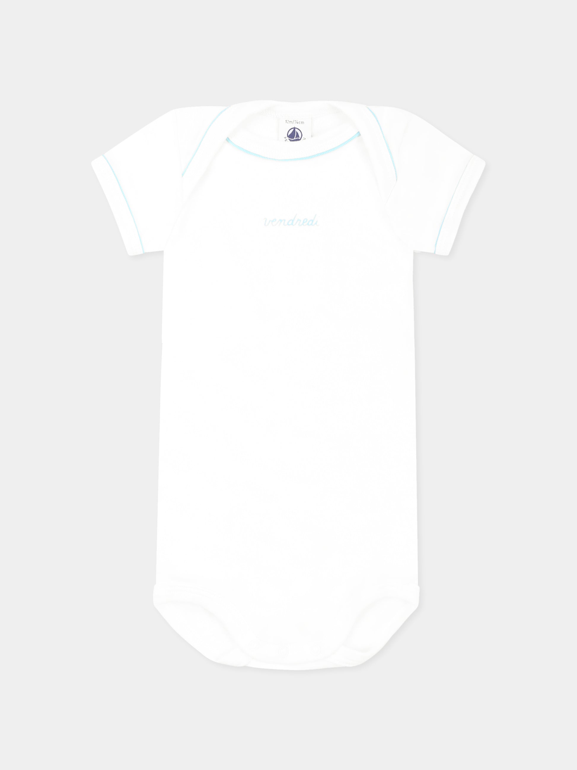 Set body bianco per neonati con scritta,Petit Bateau,A0CR2 VARIANTE 1 00
