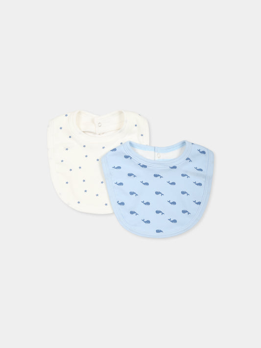 Set bavaglini multicolor per neonato con stelle e balene,Petit Bateau,A0CIA VARIANTE 2 03