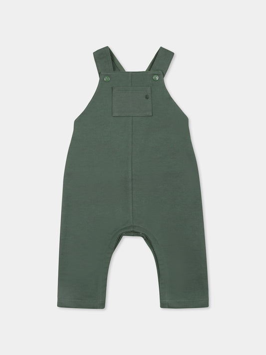 Salopette verde per neonato con logo,Petit Bateau,A0CV9 PALMERAIE 01