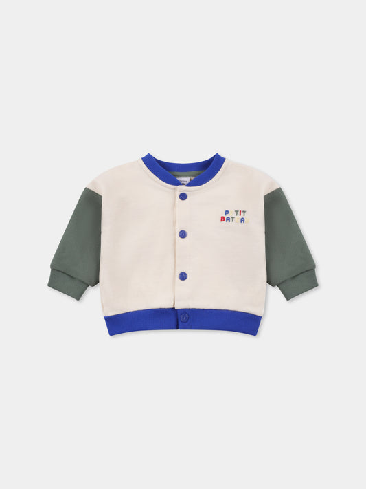 Felpa avorio per neonato con logo,Petit Bateau,A0CPO AVALANCHE/PALMERAIE 01