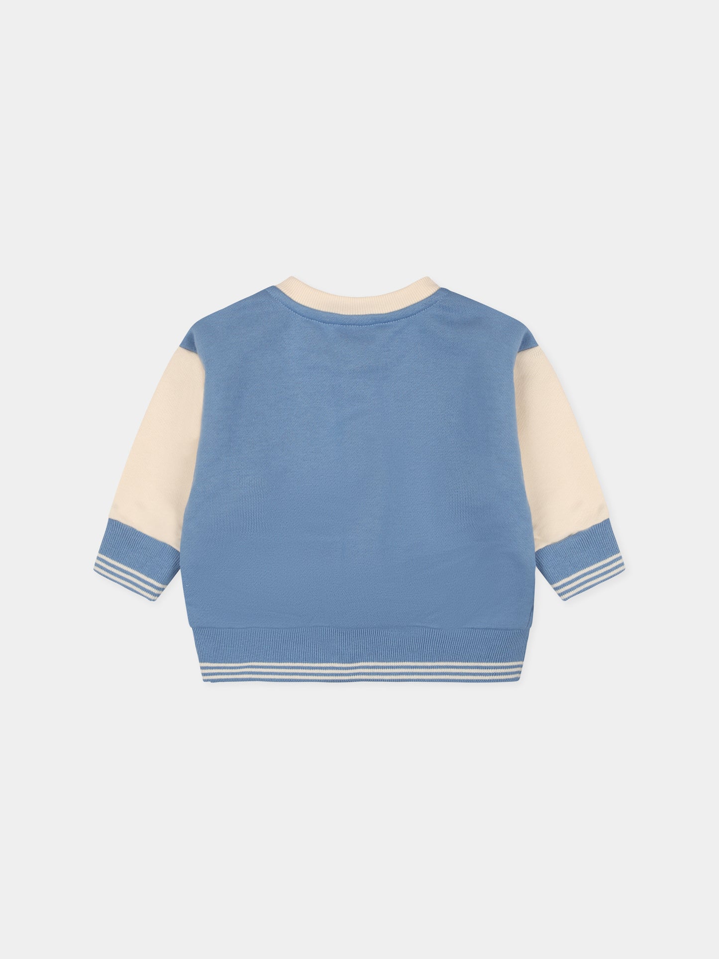 Felpa celeste per neonato con logo,Petit Bateau,A0CPP ALASKA/AVALANCHE 01
