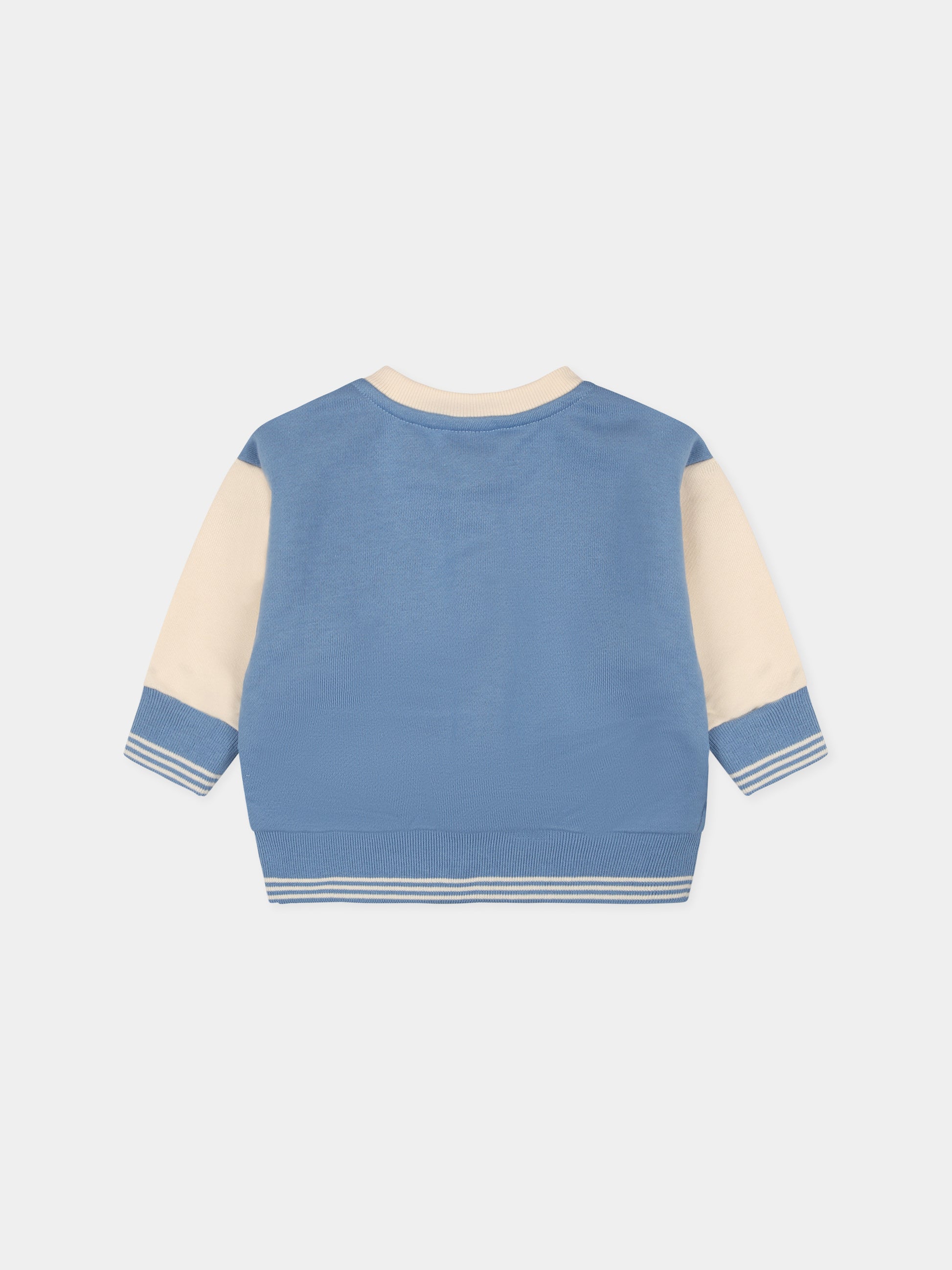 Felpa celeste per neonato con logo,Petit Bateau,A0CPP ALASKA/AVALANCHE 01