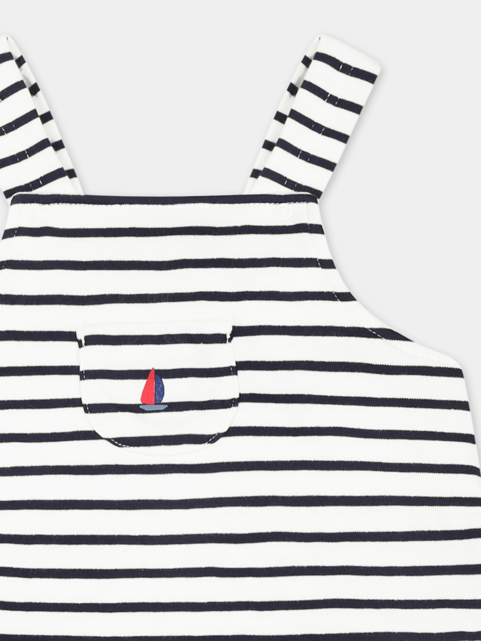 Completo multicolor per neonati con barca a vela,Petit Bateau,A0BBZ MARSHMALLOW/SMOKING 01