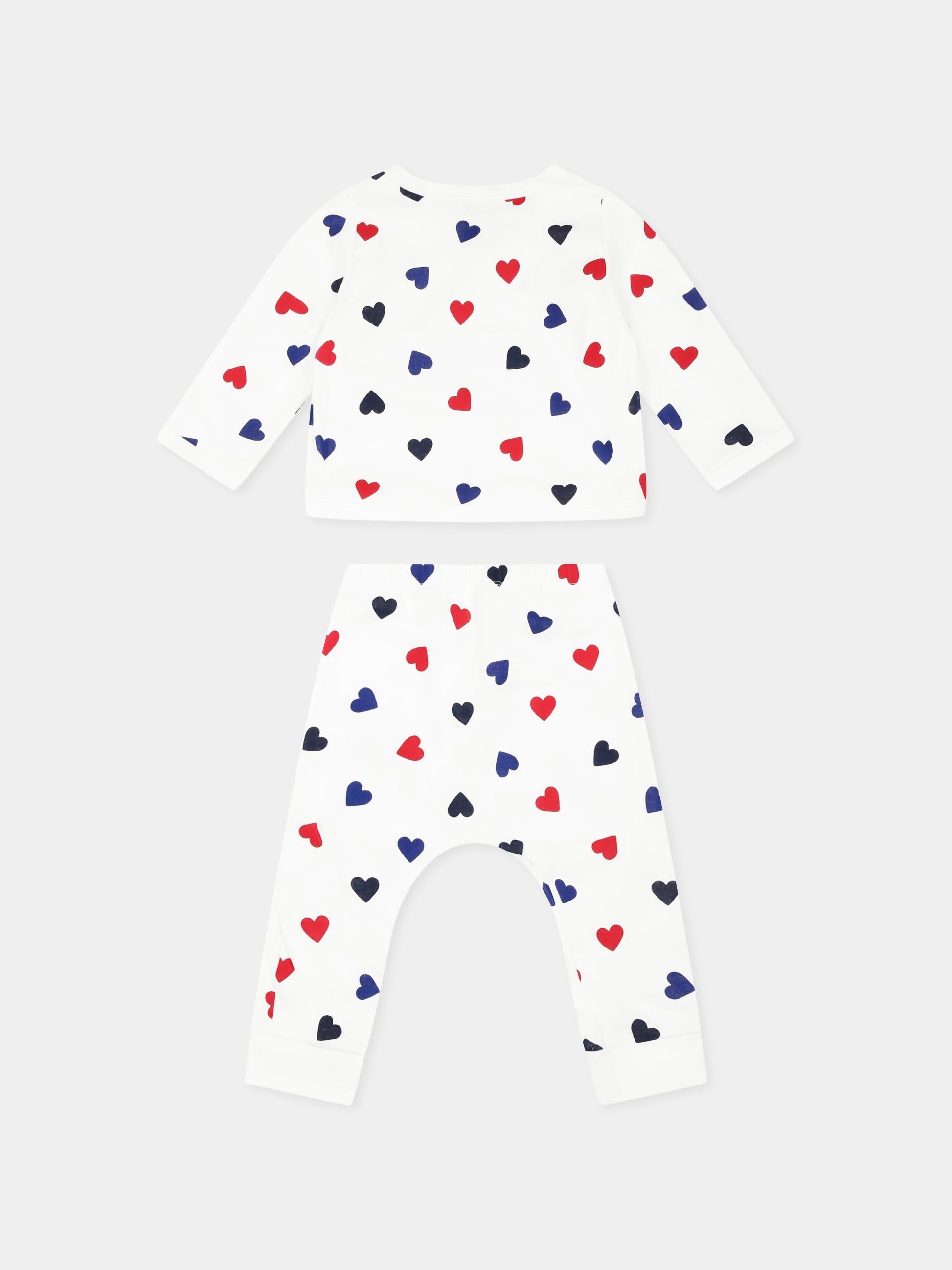 Completo nascita bianco per neonati con cuori,Petit Bateau,A0BN5 MARSHMALLOW/MULTICO 01