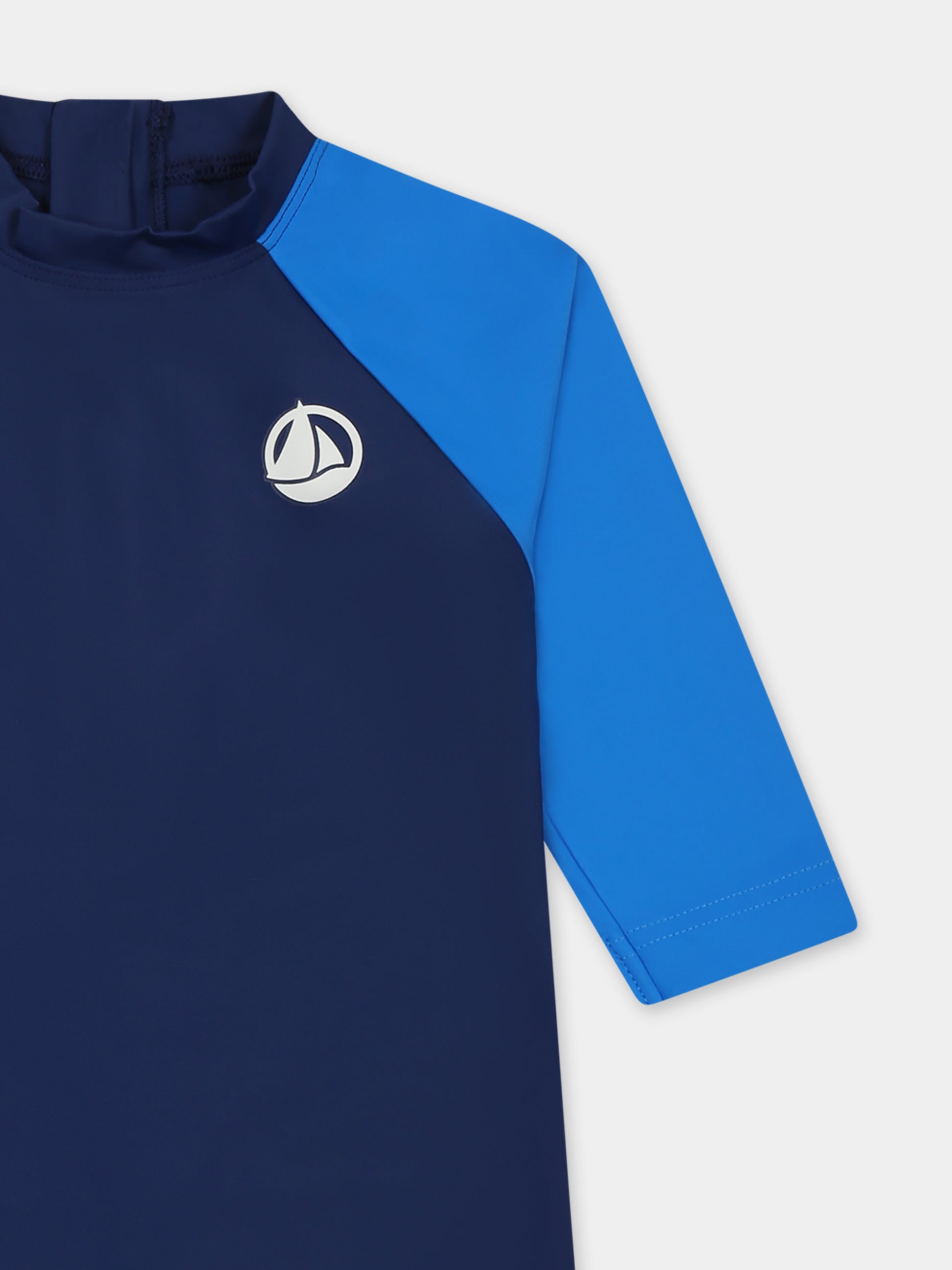 Tutina blu Anti UV per neonato con logo,Petit Bateau,A09UL MEDIEVAL/SURF 01