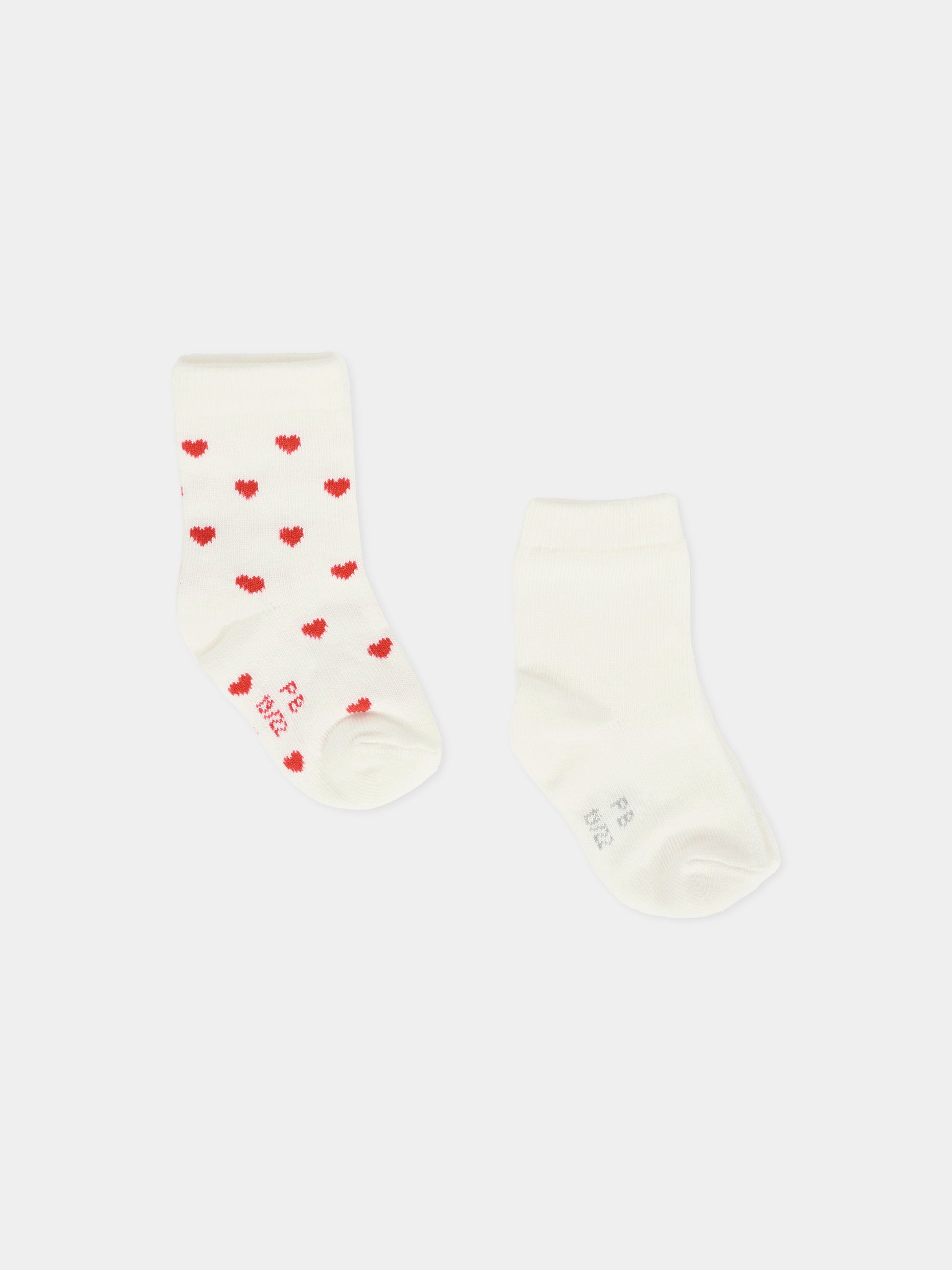 Set calzini bianchi per bambini con cuori,Petit Bateau,A0AZK VARIANTE 1 01