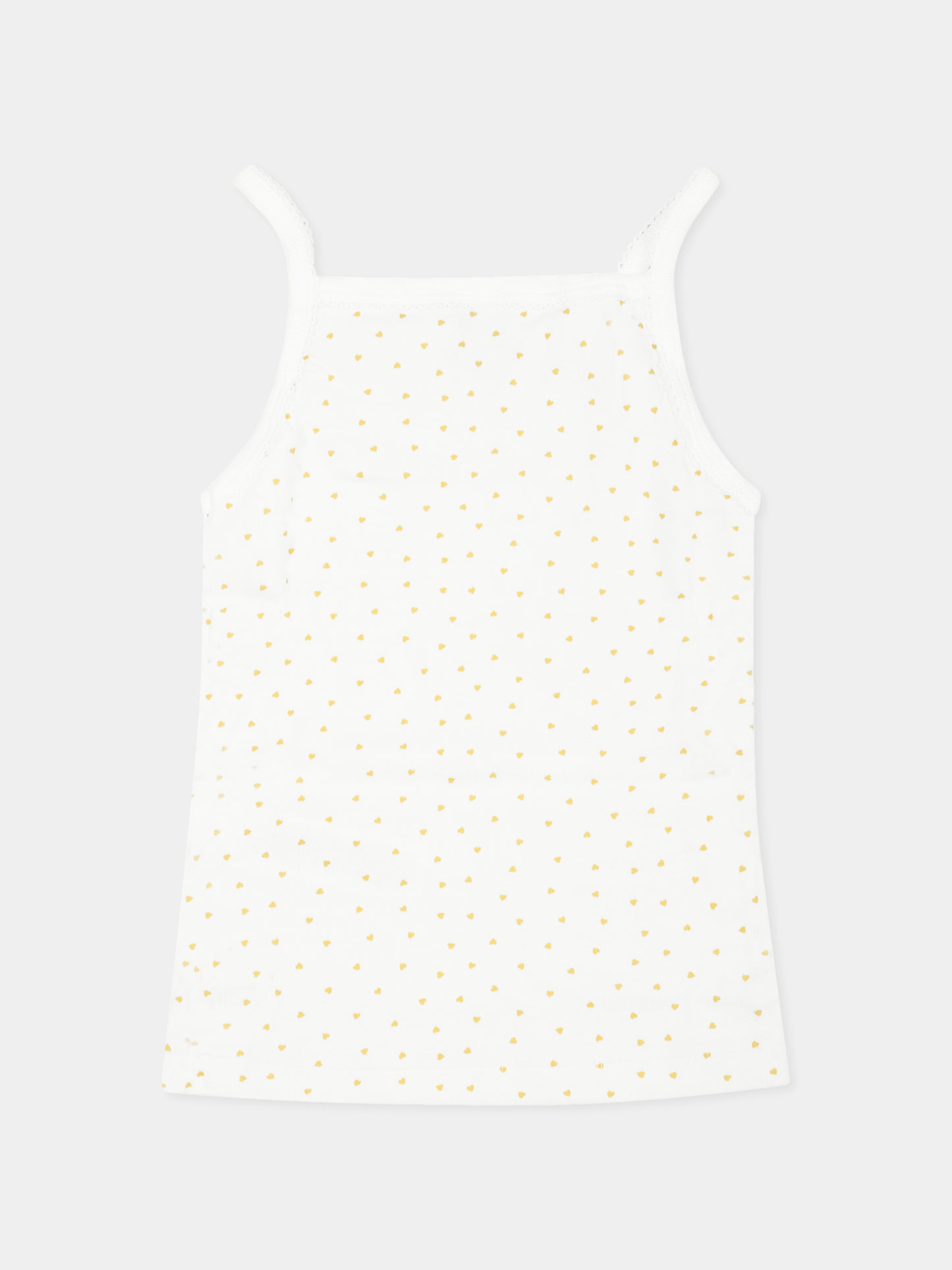 Set canottiere bianche per bambina con cuori,Petit Bateau,A0A47 VARIANTE 1 00