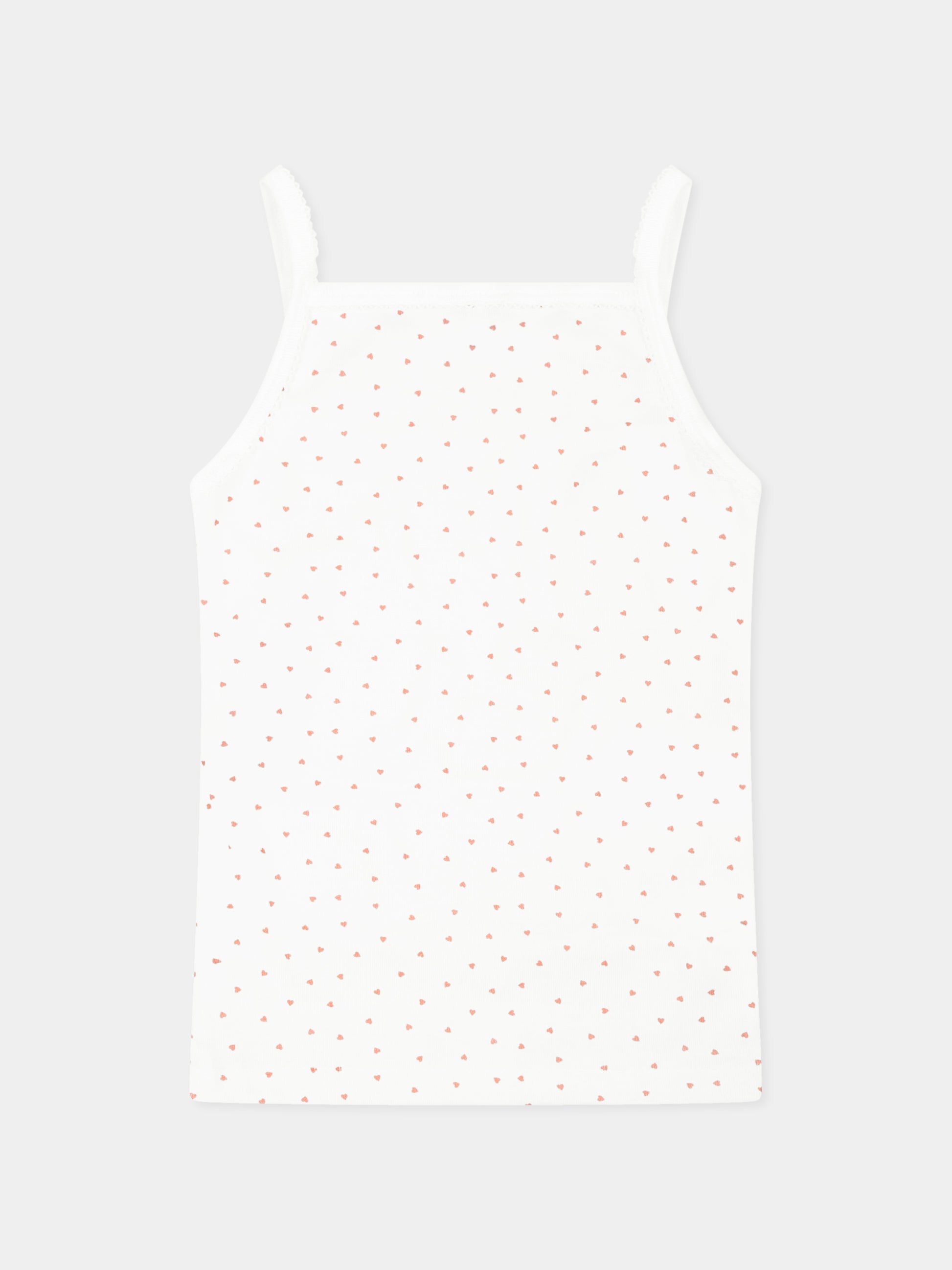 Set canottiere bianche per bambina con cuori,Petit Bateau,A0A47 VARIANTE 1 00