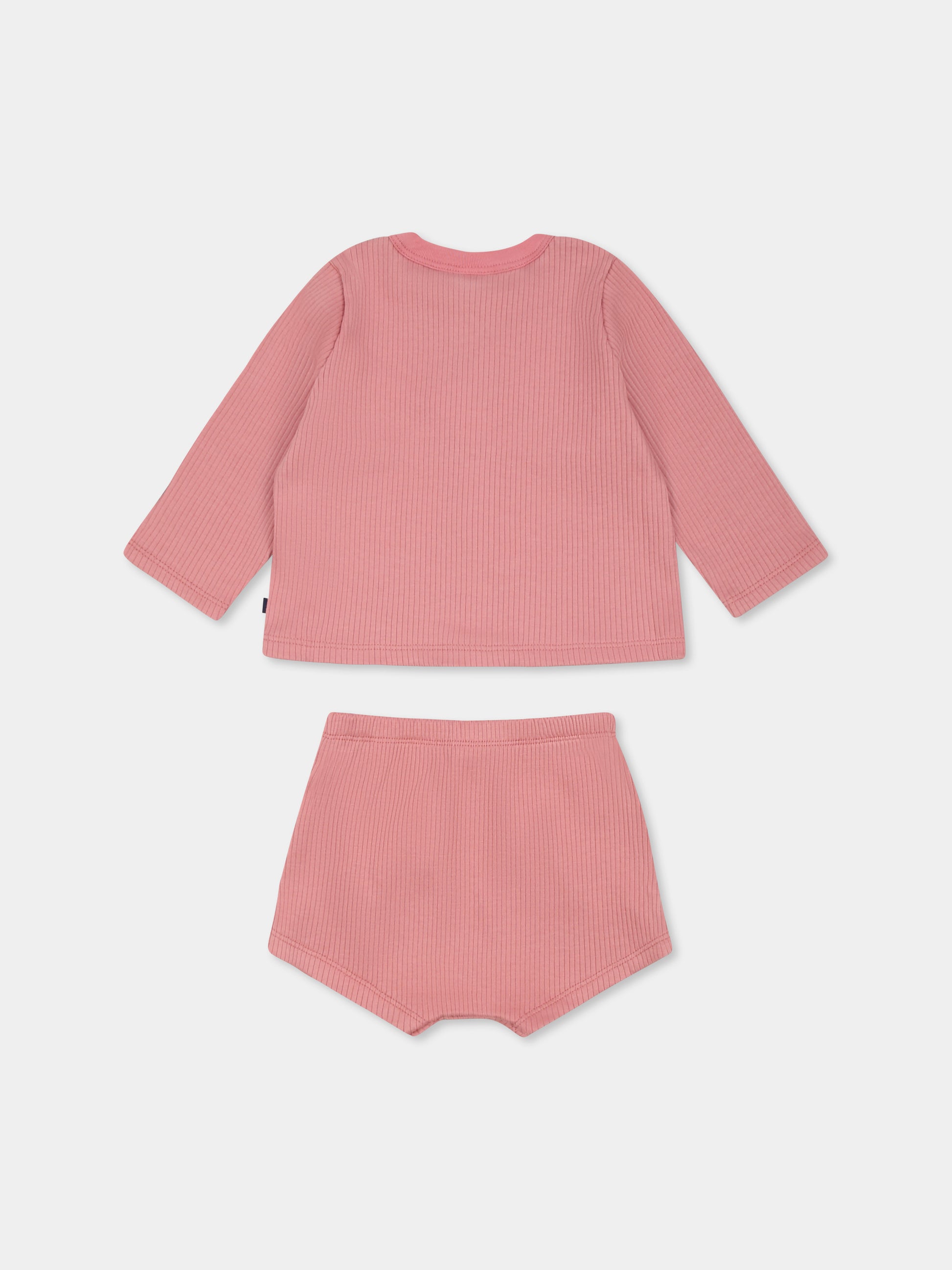 Completo rosa per neonata con ricami,Petit Bateau,A0CGP ROSEWOOD/MULTICO 01