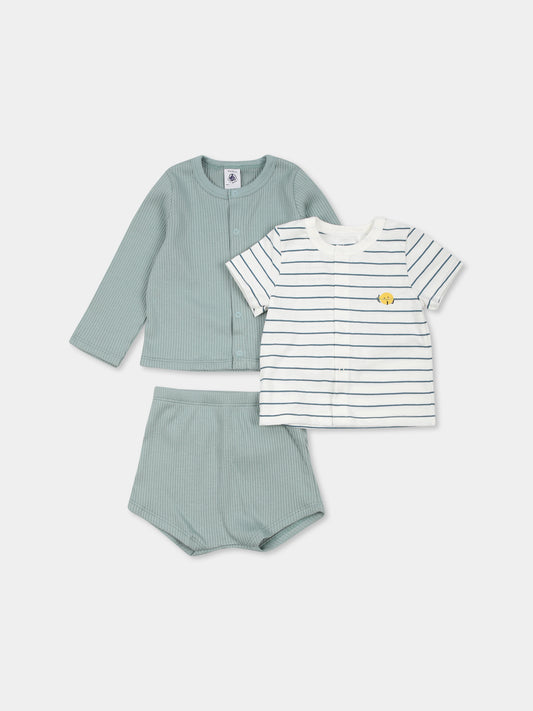Completo verde per neonati,Petit Bateau,A0CGD PAUL/MULTICO 01