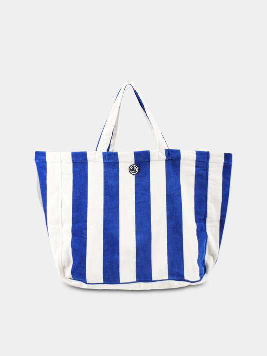 Borsa mare blu per bambina con logo,Petit Bateau,A0CH9 SURF/MARSHMALLOW 00