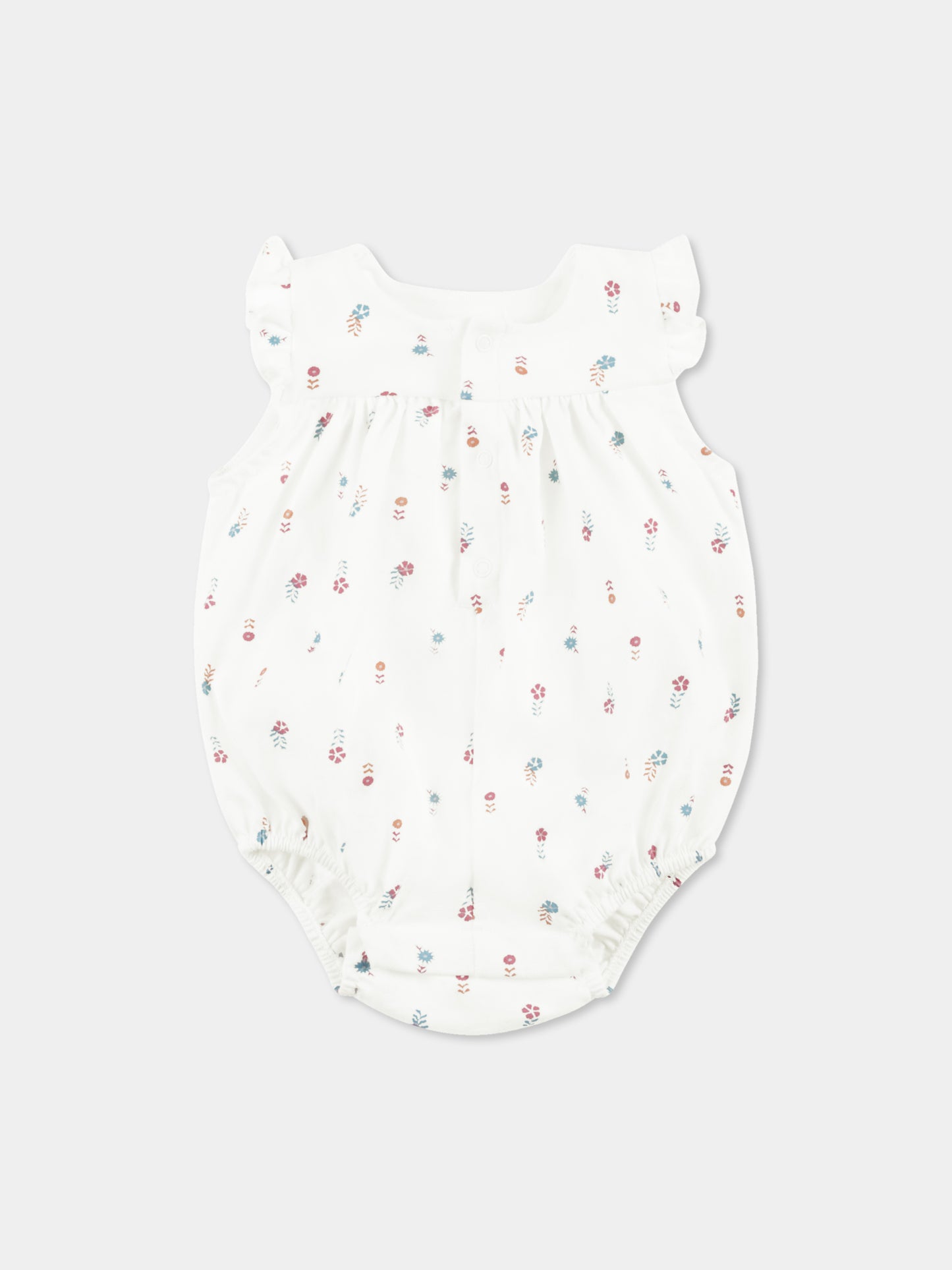 Pagliaccetto avorio per neonata con stampa floreale,Petit Bateau,A0CFY MARSHMALLOW/MULTICO 01