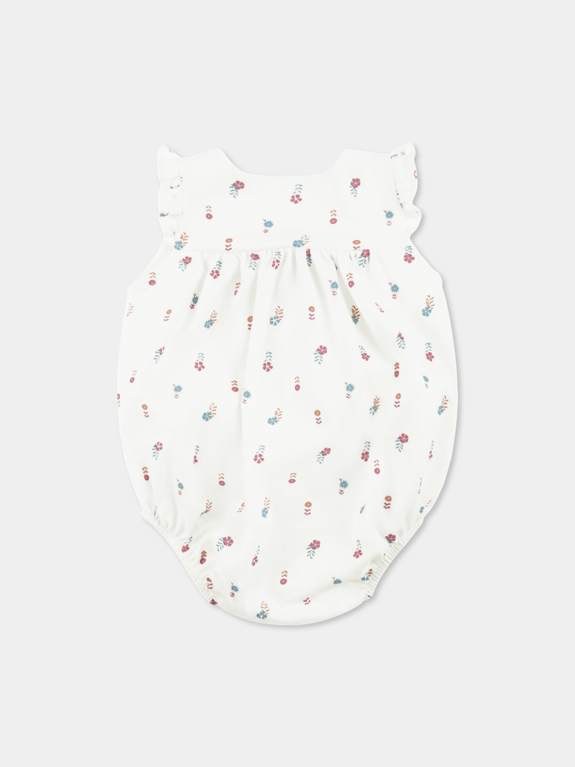 Pagliaccetto avorio per neonata con stampa floreale,Petit Bateau,A0CFY MARSHMALLOW/MULTICO 01