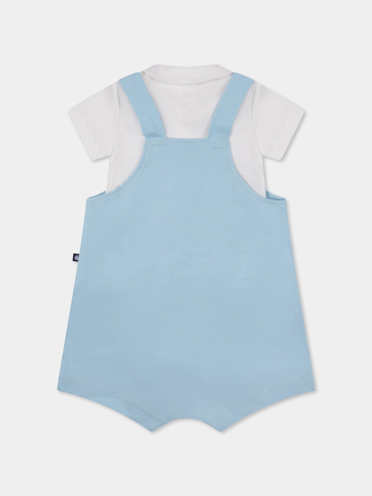 Salopette celeste per neonato con scritta,Petit Bateau,A0DAP AQUATIC 01