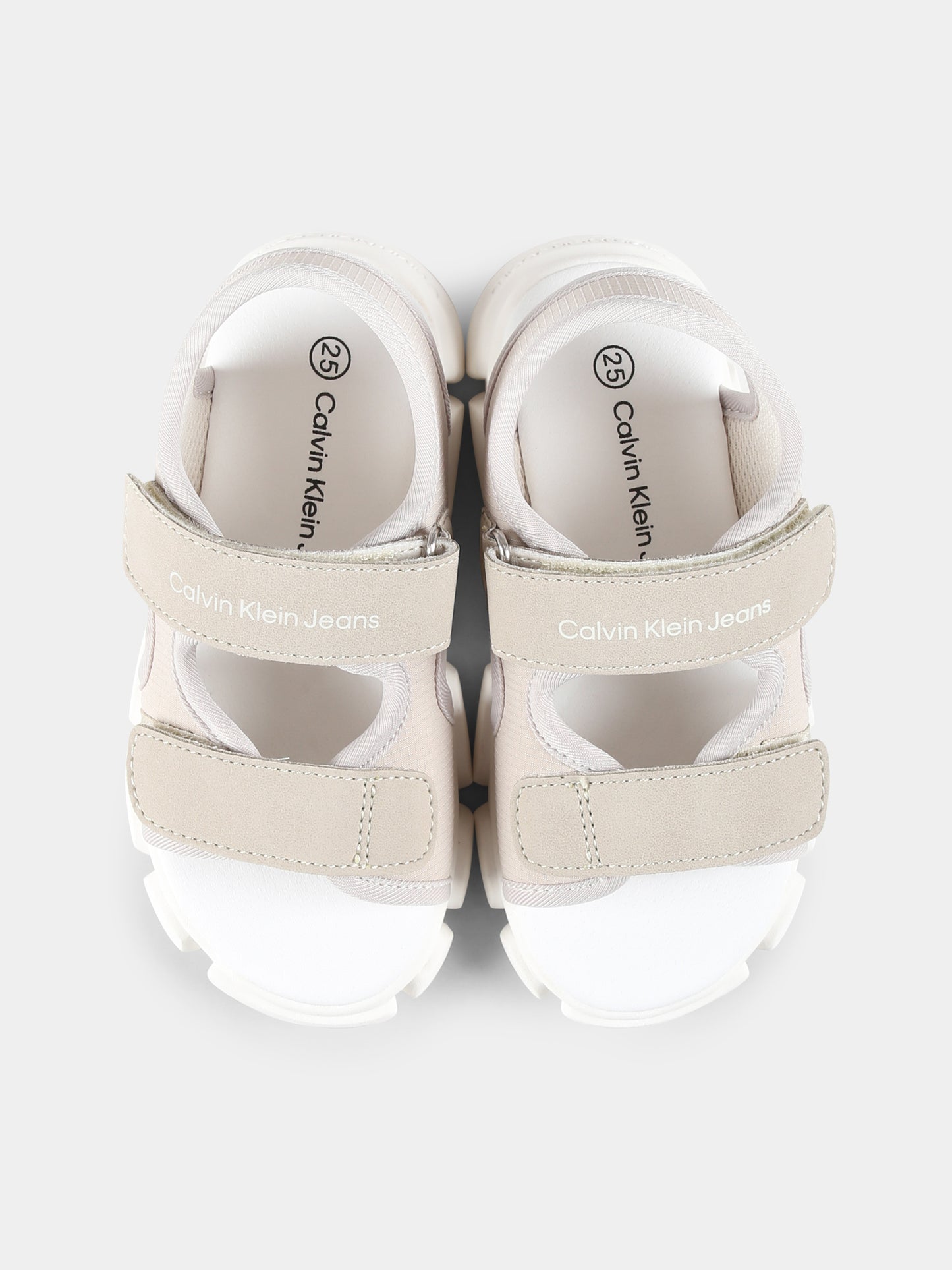 Sandali beige per bambini con logo,Calvin Klein Kids,V1B2 83022 1692503