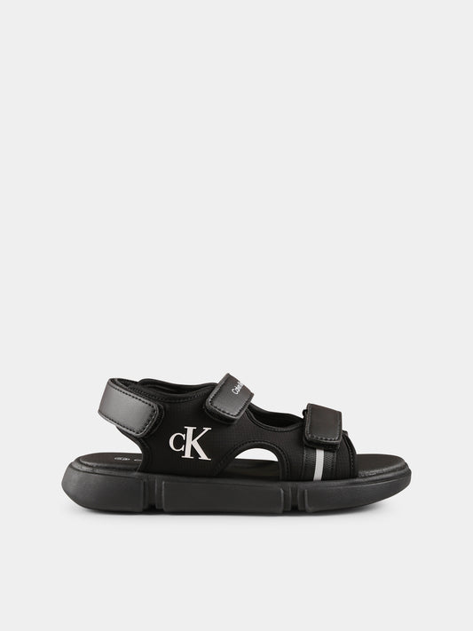 Sandali neri per bambini con logo,Calvin Klein Kids,V3B2 83023 1591999