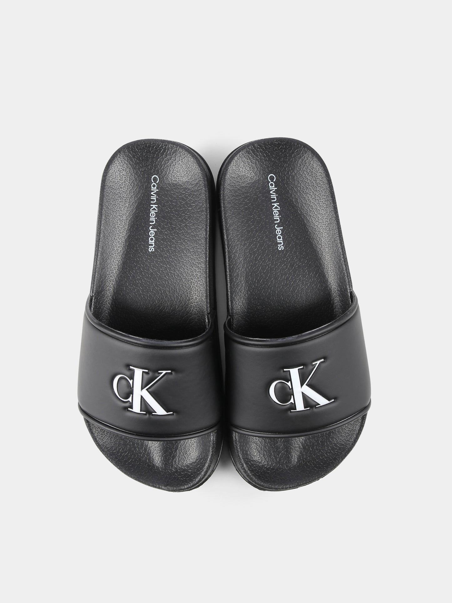 Ciabatte nere per bambini con logo,Calvin Klein Kids,V3X0 83032 1172999